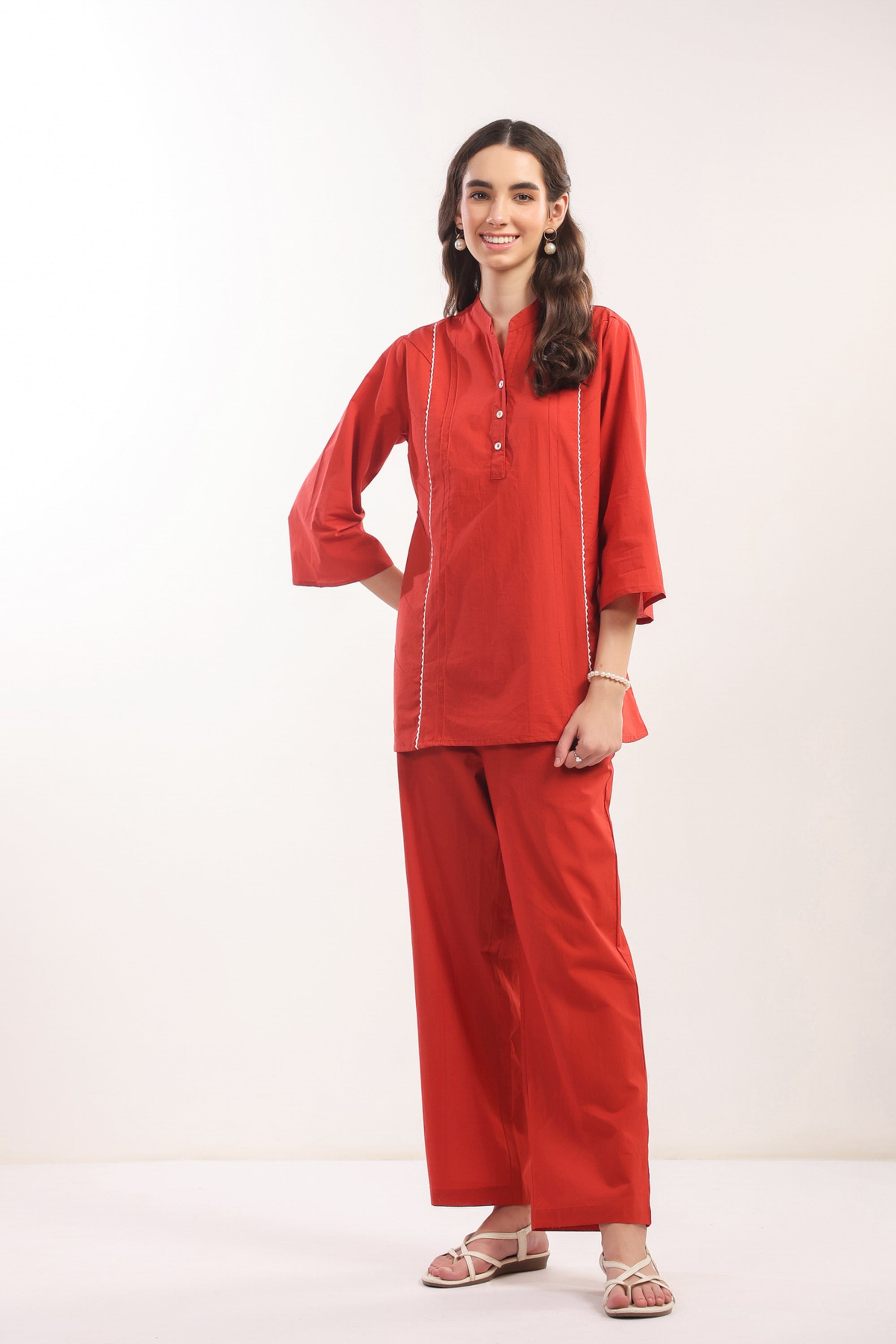 Rust Minimalist Cotton Co-ord Set