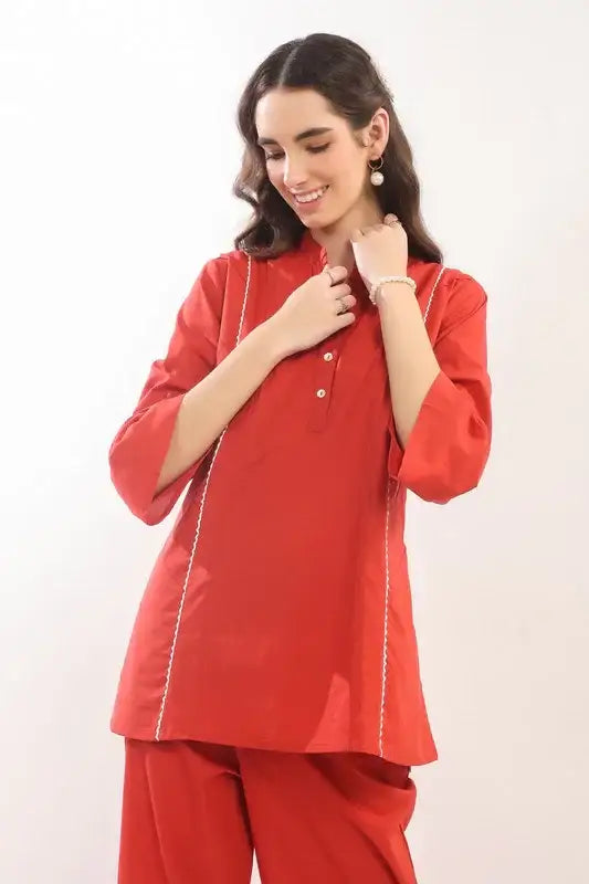 Rust Minimalist Cotton Co-ord Set