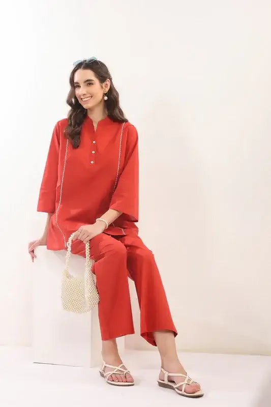 Rust Minimalist Cotton Co-ord Set