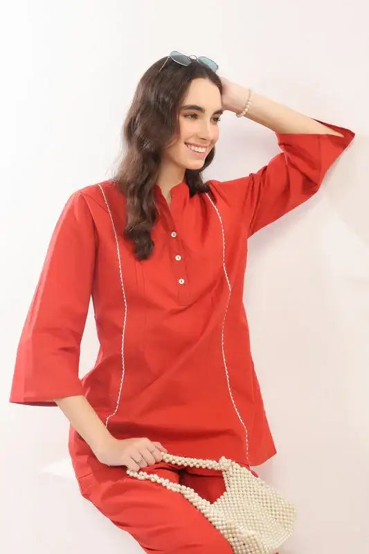 Rust Minimalist Cotton Co-ord Set