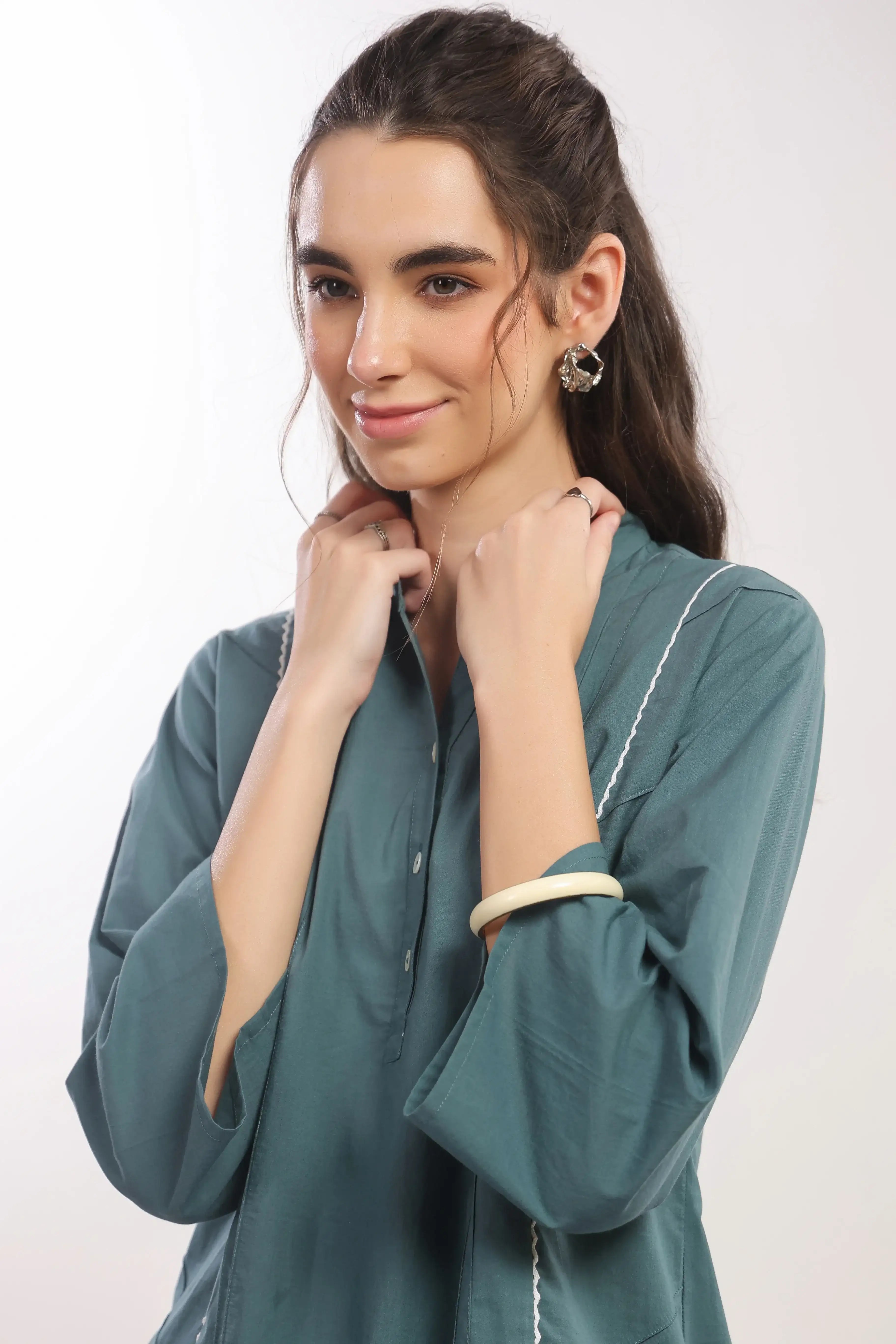 Teal Tranquility Straight Fit Cotton Co-ord Set