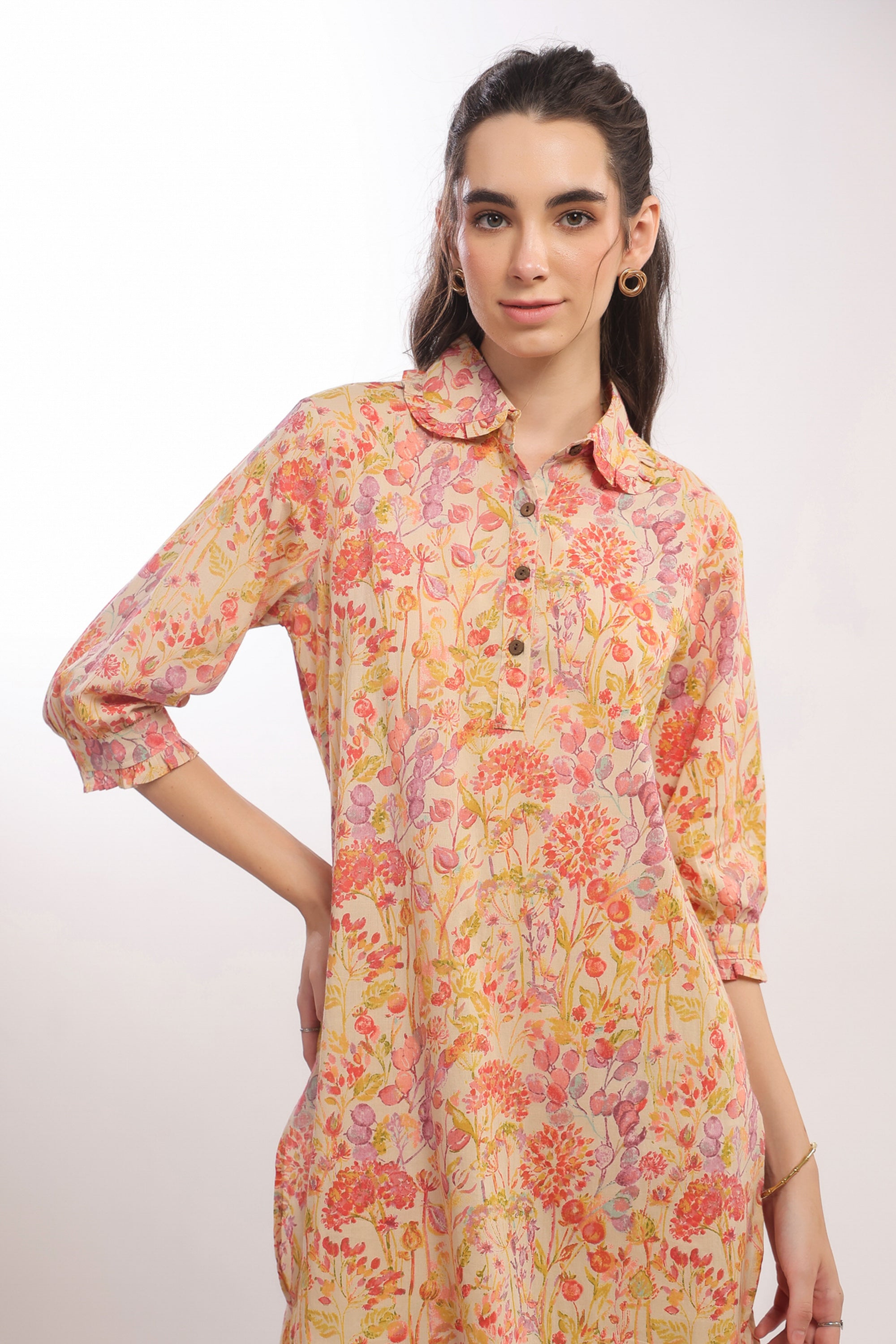 Tangerine Bloom Cotton Co-ord Set