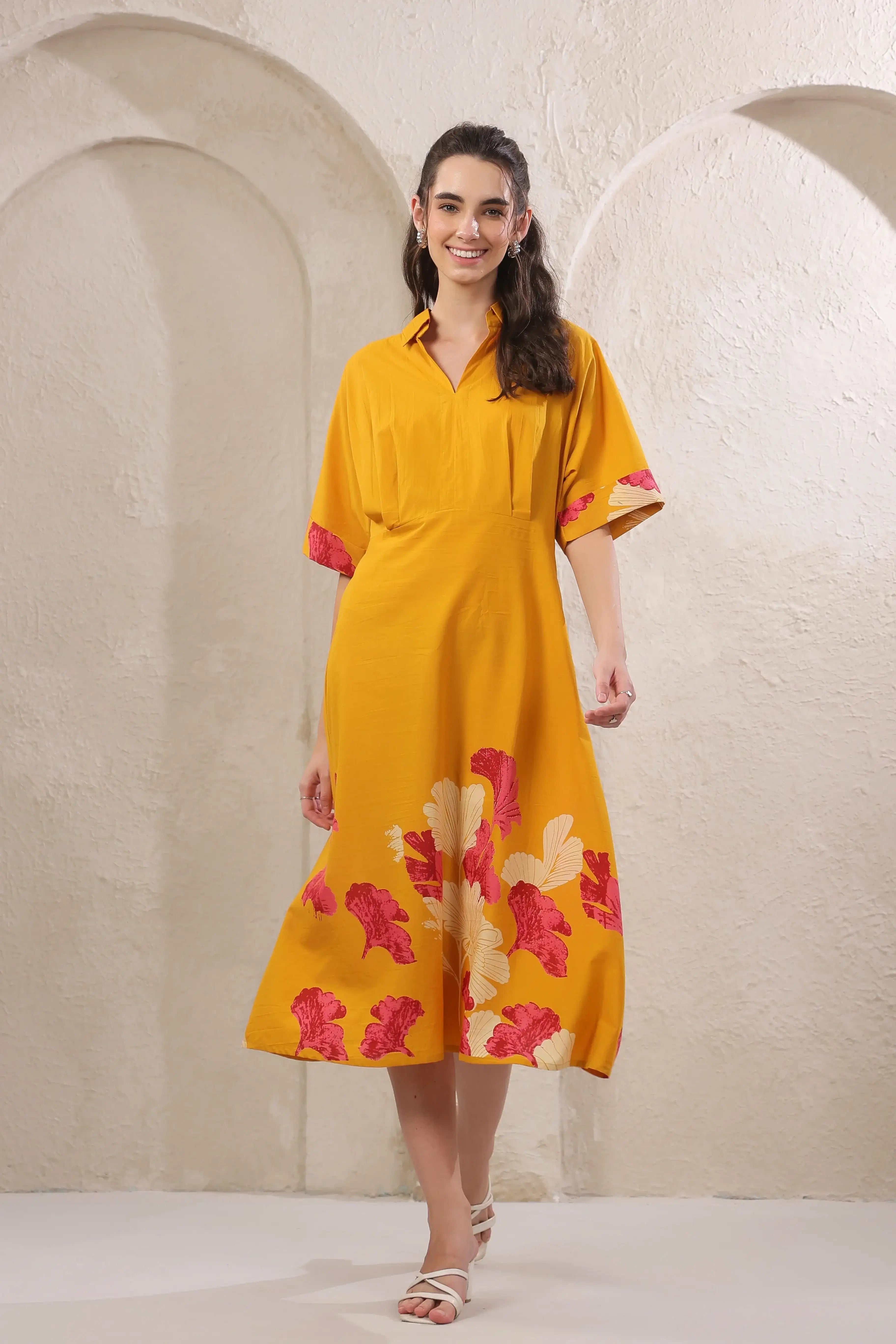 Marigold Rouge Yellow Cotton Dress