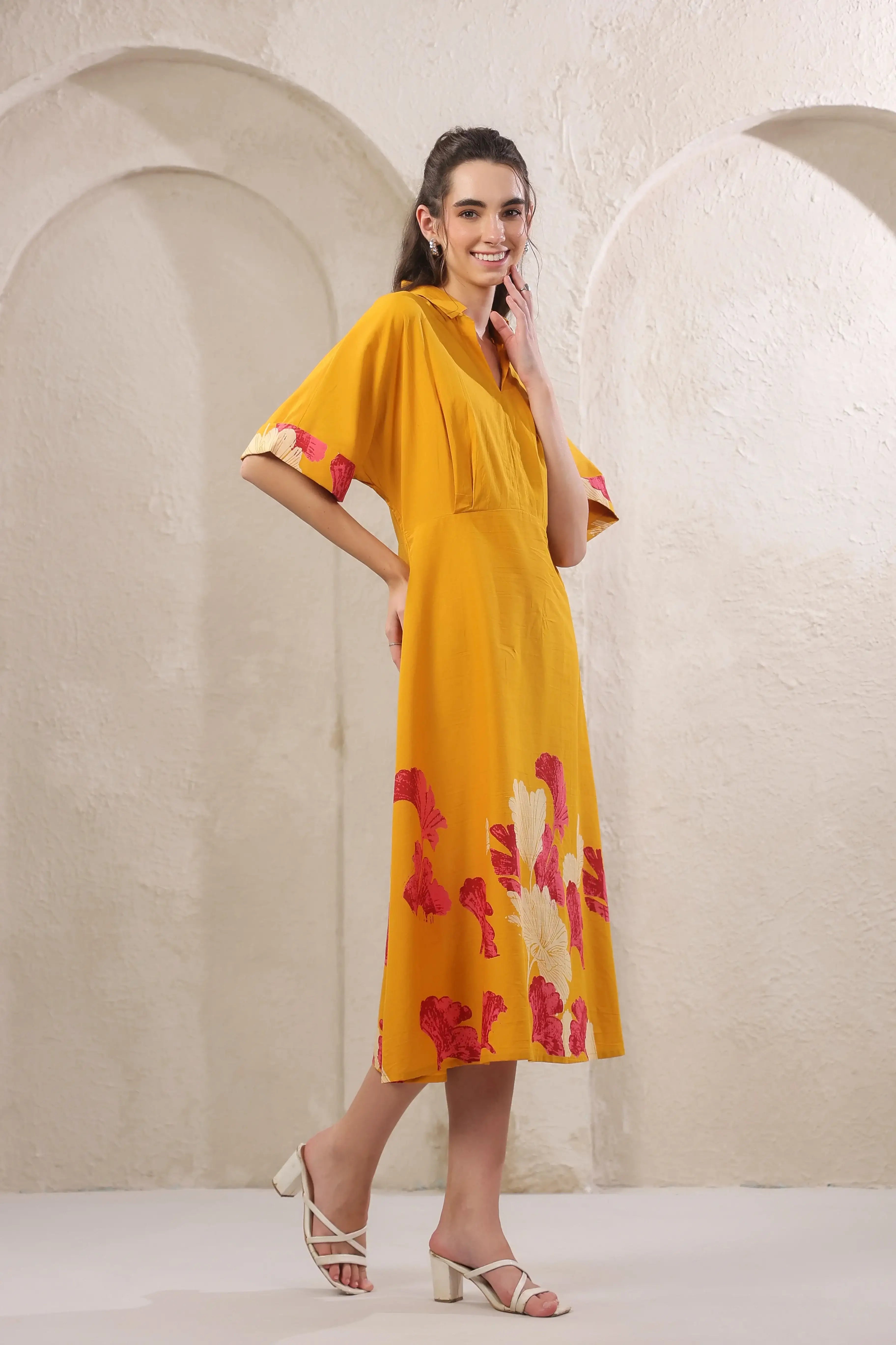 Marigold Rouge Yellow Cotton Dress