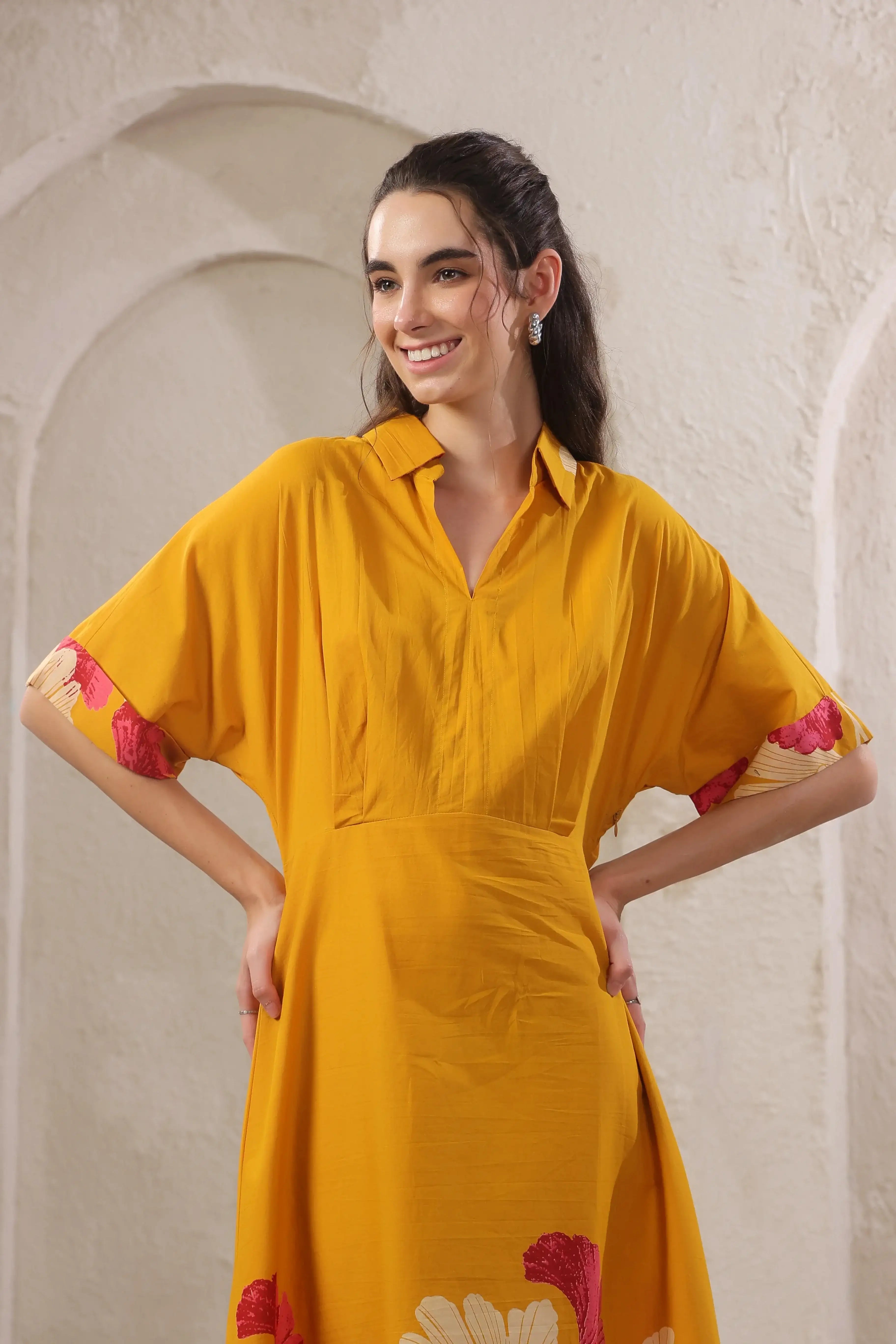 Marigold Rouge Yellow Cotton Dress