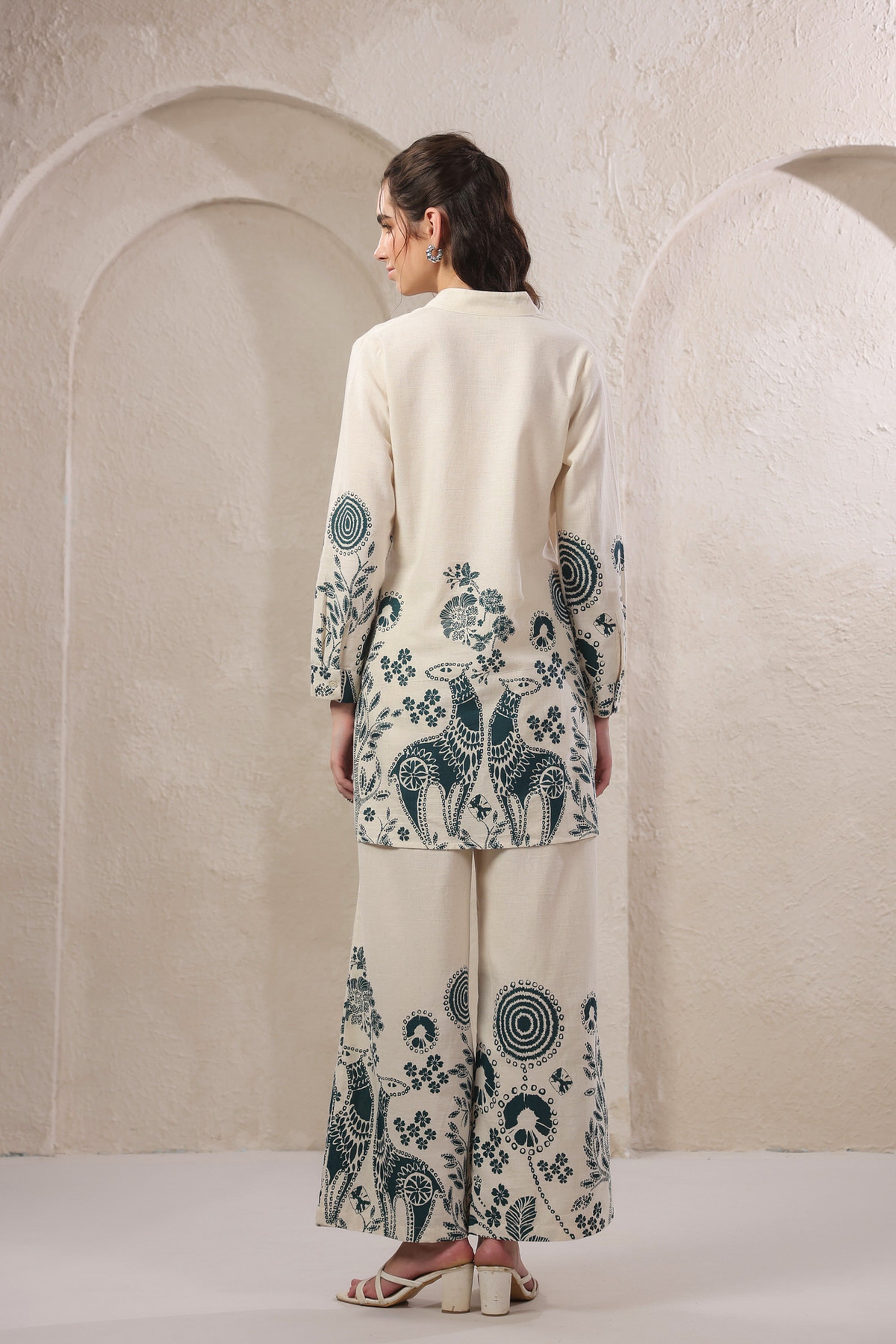 Seashell Bloom Blue Cotton Flex Co-ord Set