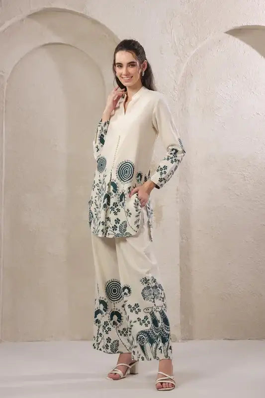 Seashell Bloom Blue Cotton Flex Co-ord Set