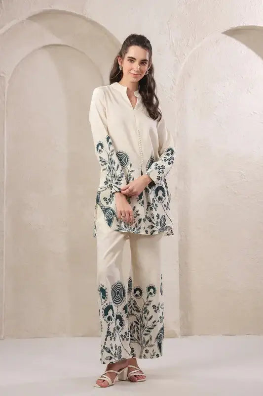 Seashell Bloom Blue Cotton Flex Co-ord Set