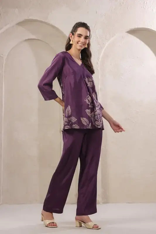 Violet Veil Russian Silk Co-ord Set