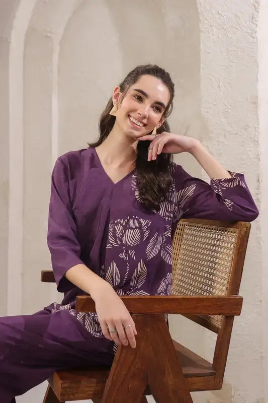 Violet Veil Russian Silk Co-ord Set