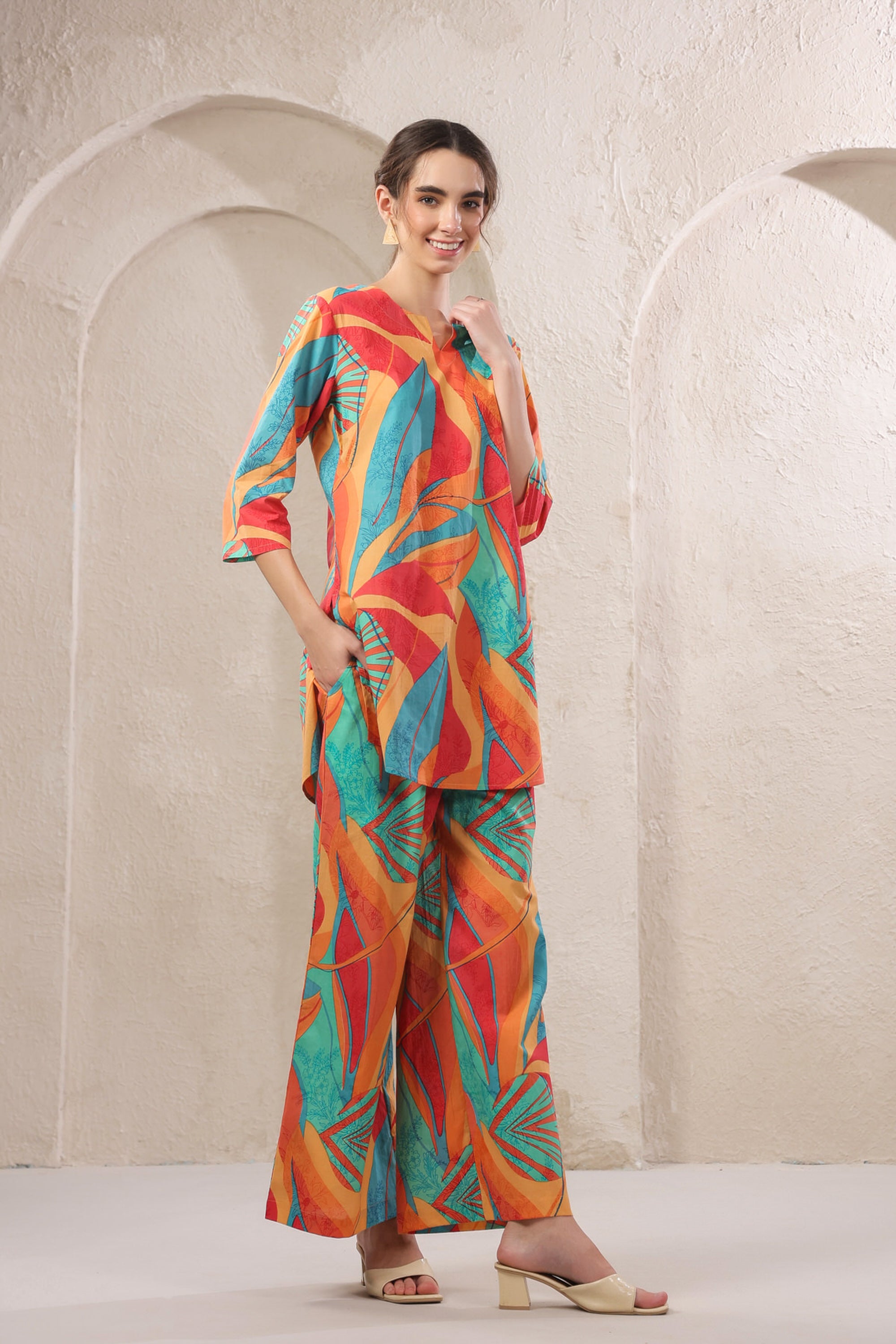 Tropical Tango Multicolour Cotton Co-ord Set