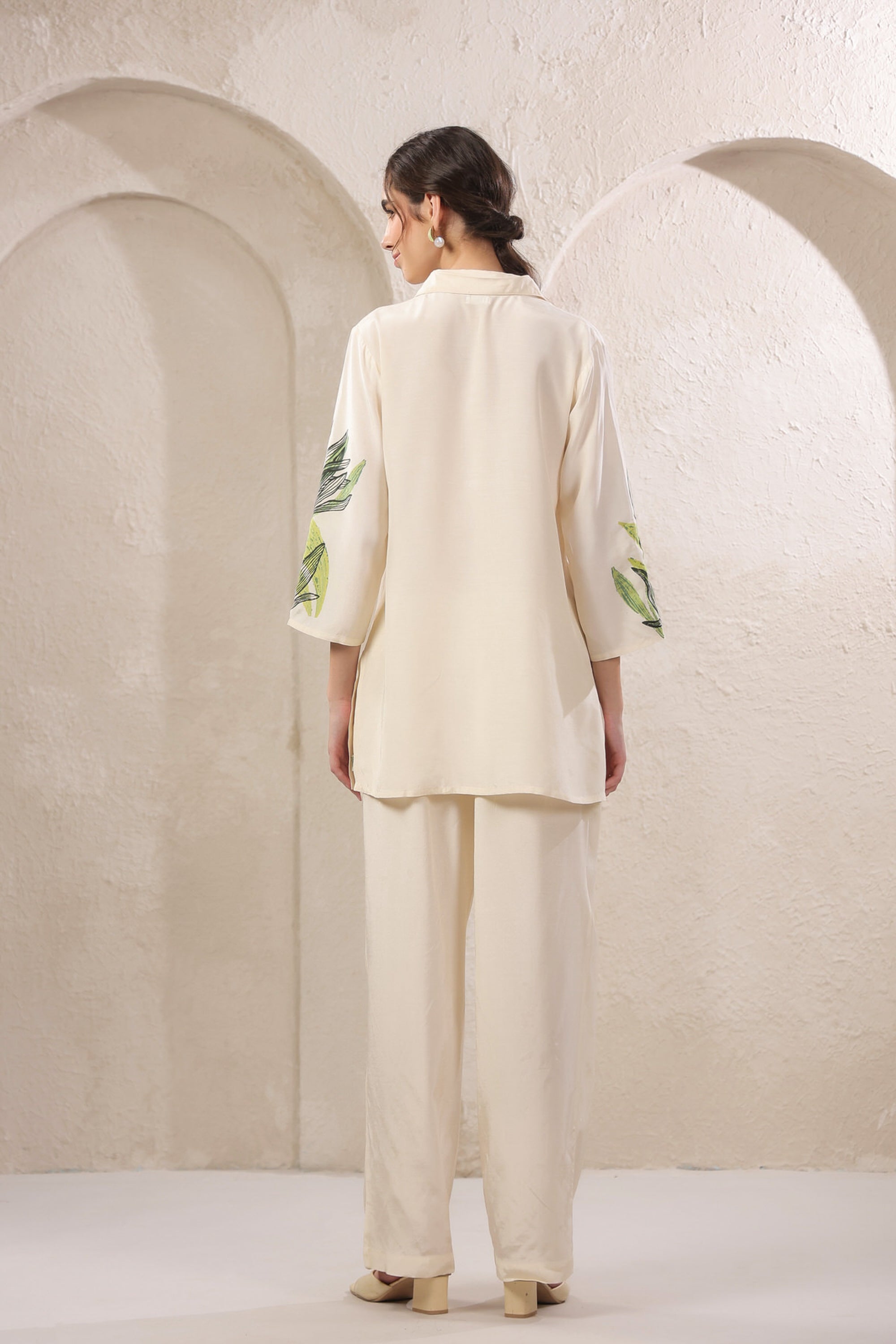 Ivory Palm Canopy Russian Silk Co-ord Set