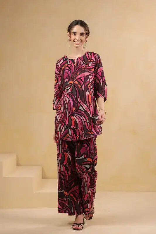 Wine Wild Swirl Cotton Co-ord Set