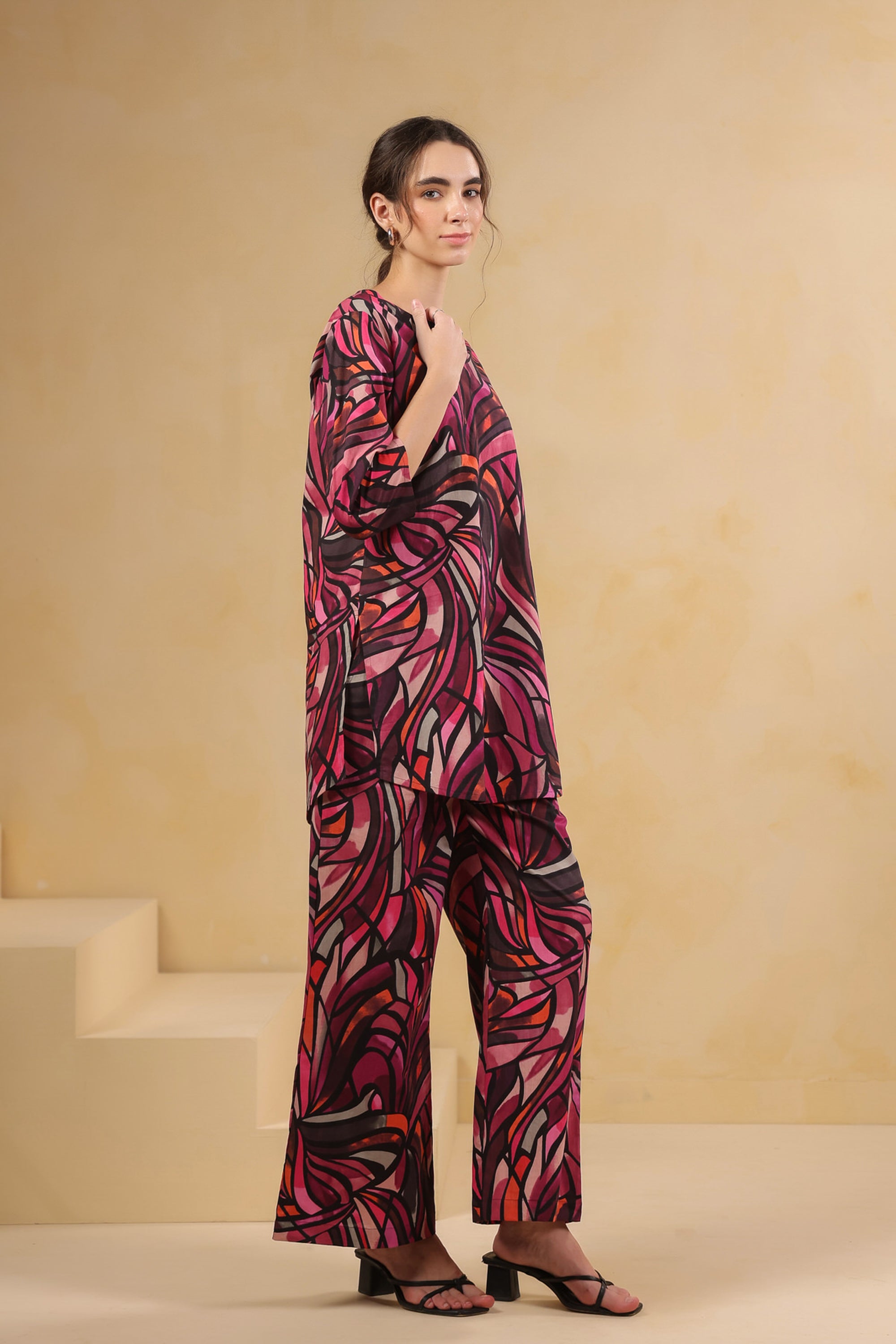 Wine Wild Swirl Cotton Co-ord Set