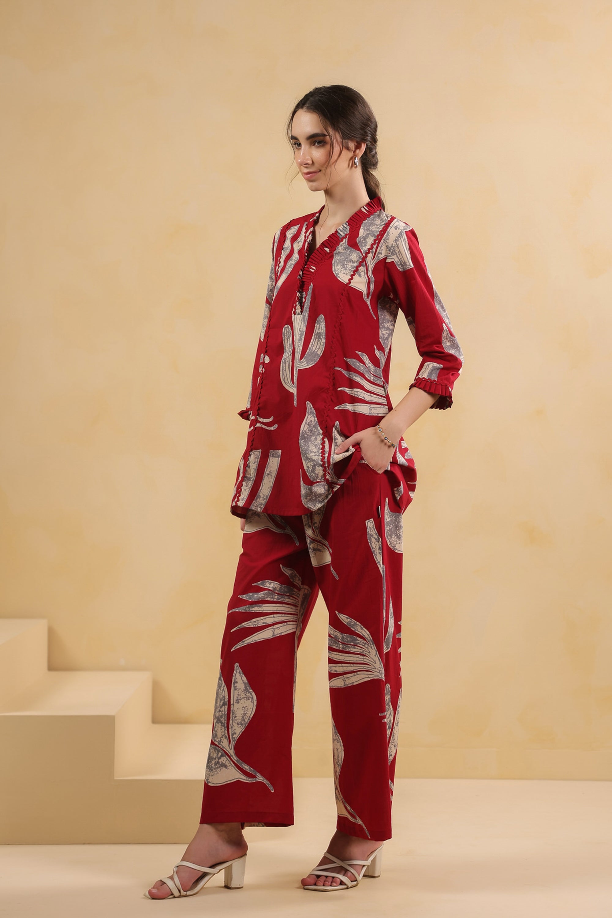 Savanna Red Cactus Cotton Co-ord Set
