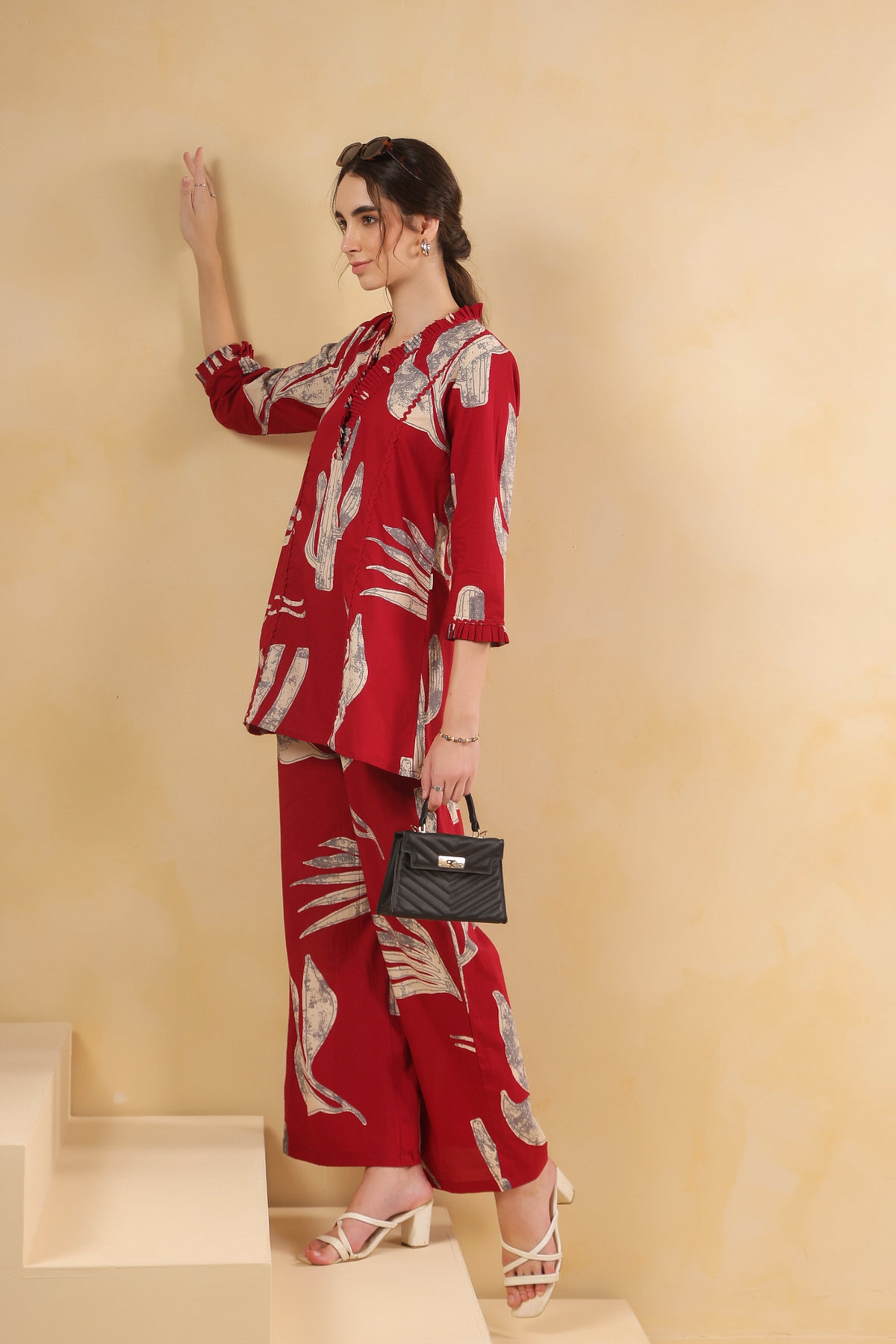Savanna Red Cactus Cotton Co-ord Set