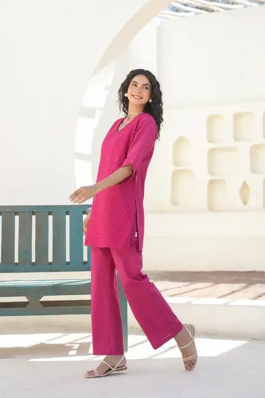 Berry Bliss Schiffli Cotton Co-ord Set