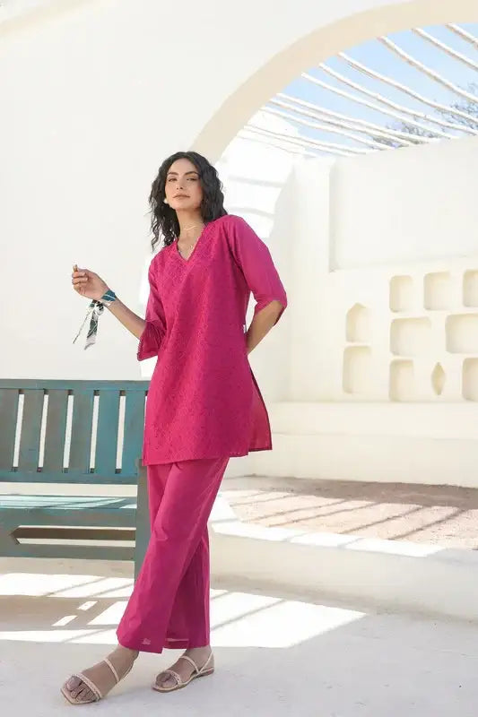 Berry Bliss Schiffli Cotton Co-ord Set