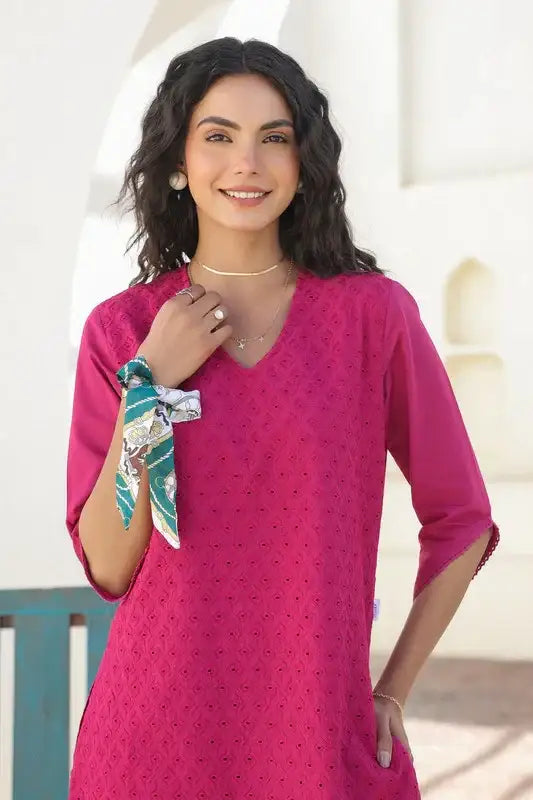 Berry Bliss Schiffli Cotton Co-ord Set