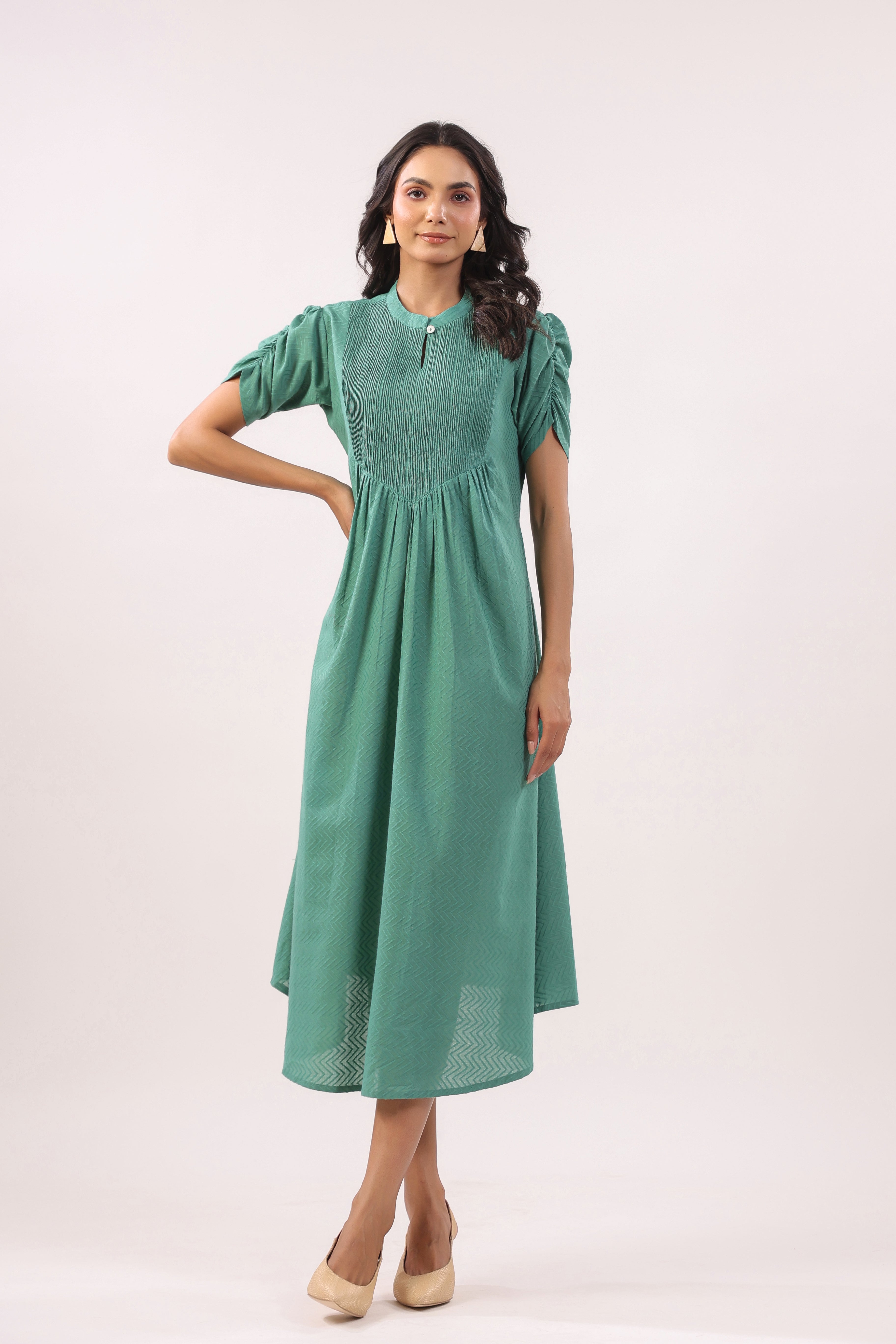 Dusty Green Cotton Dress