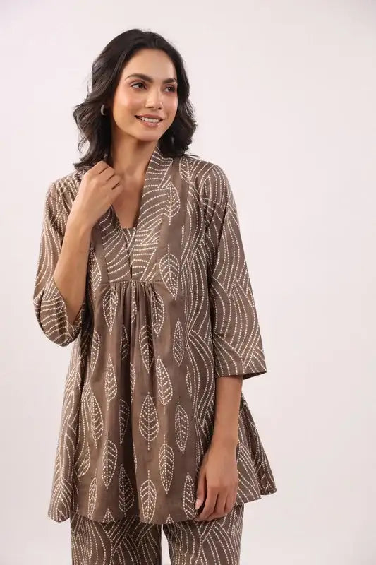Brown Whisper Cotton Co-ord Set