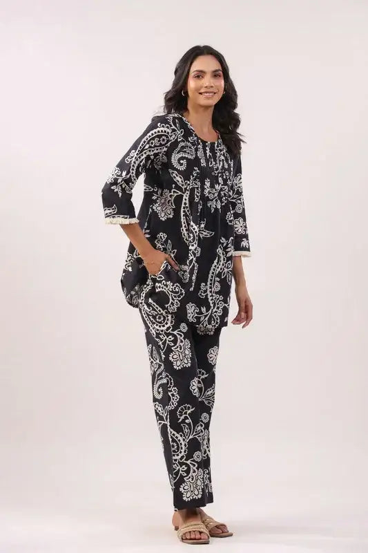 Black Mirage Cotton Co-ord Set
