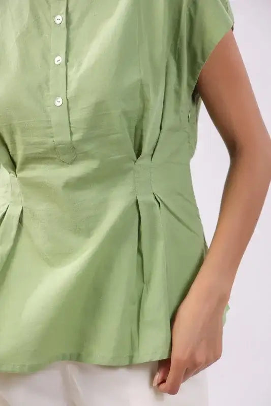 Sage Charm Peplum Cotton Top