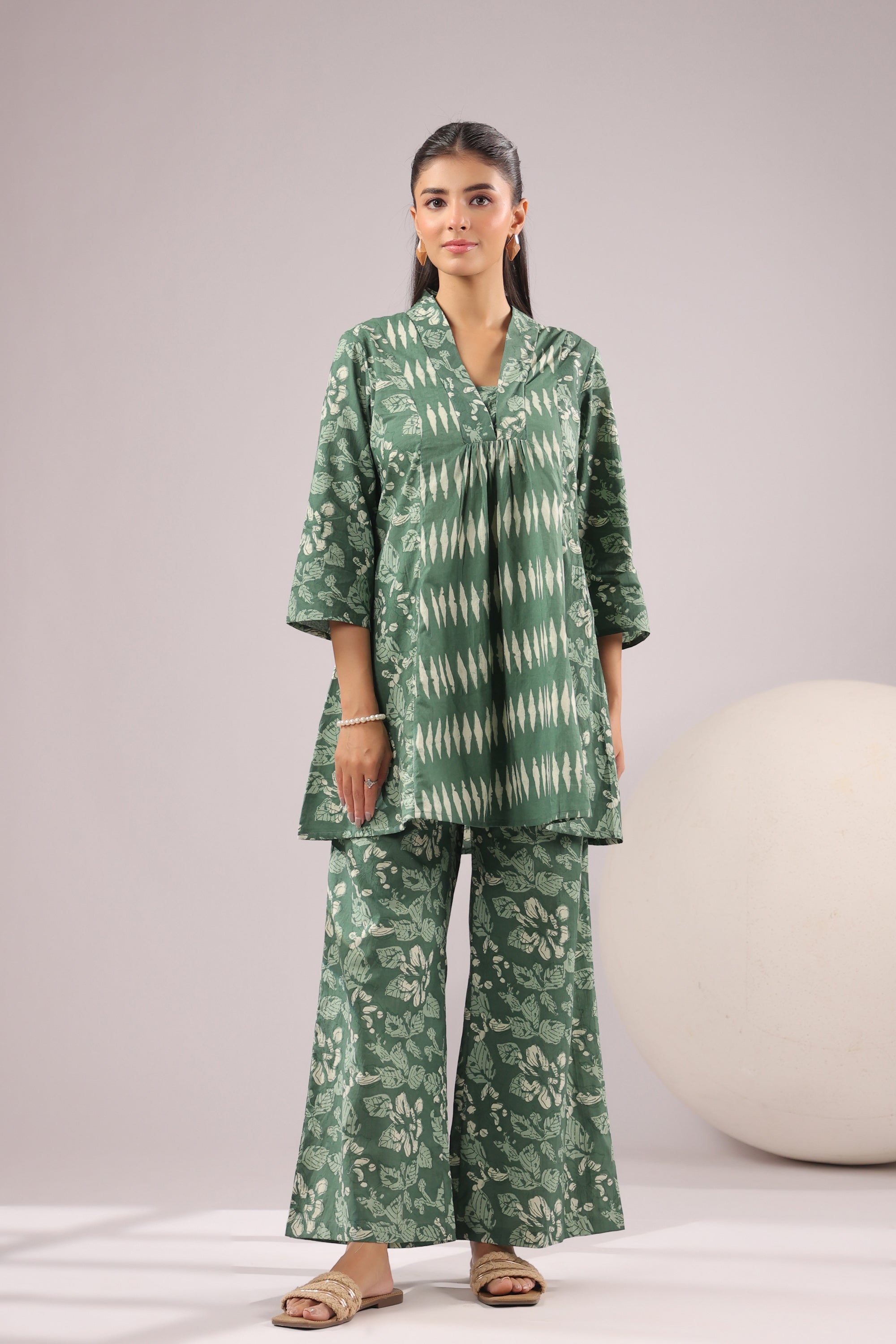 Sage Harmony Printed Cotton Co-ord Set