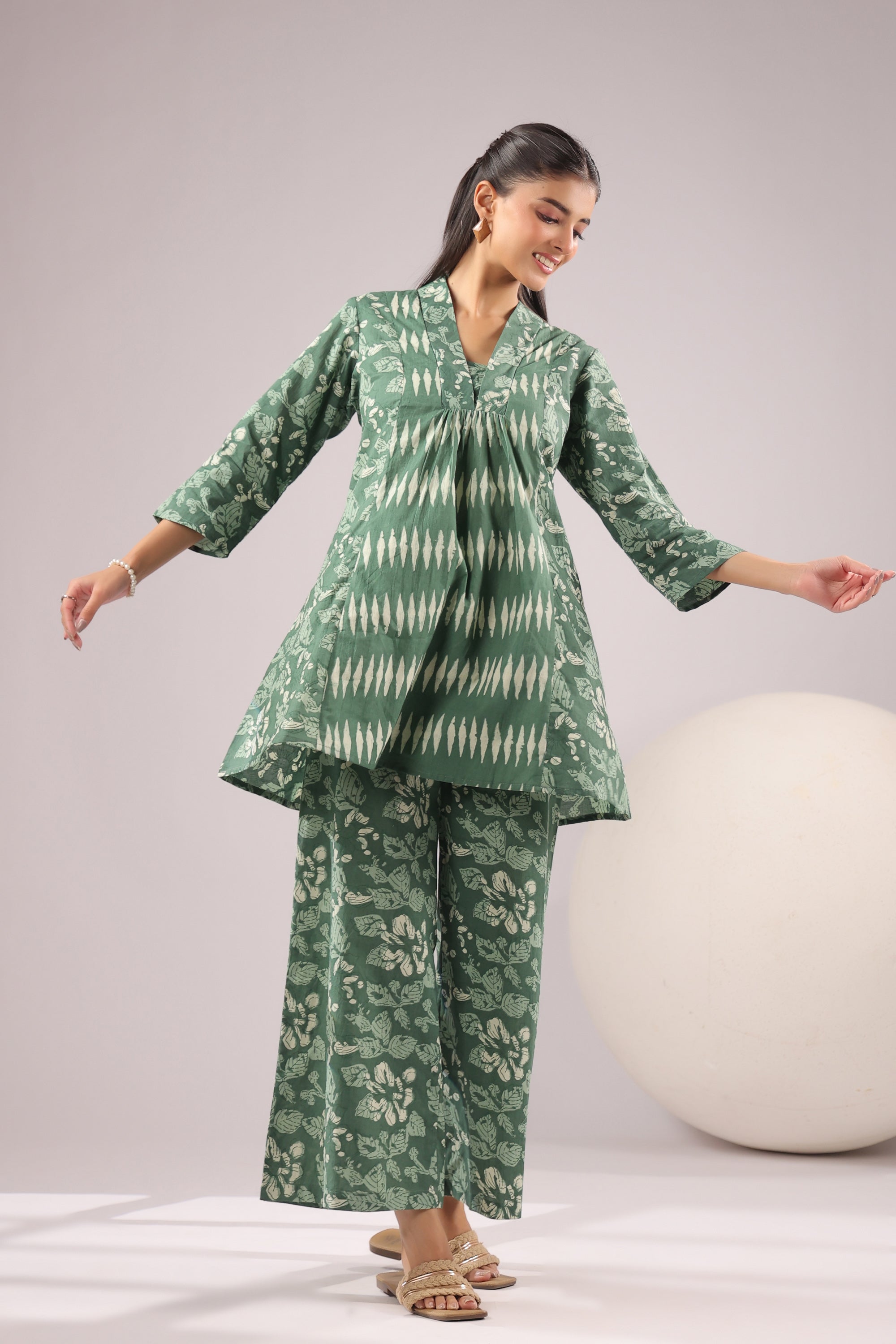 Sage Harmony Printed Cotton Co-ord Set