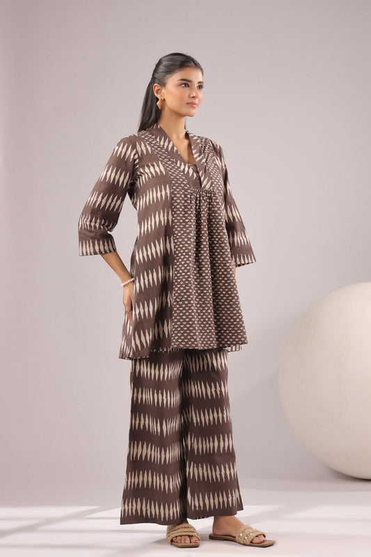 Mocha Mirage Printed Cotton Co-ord Set