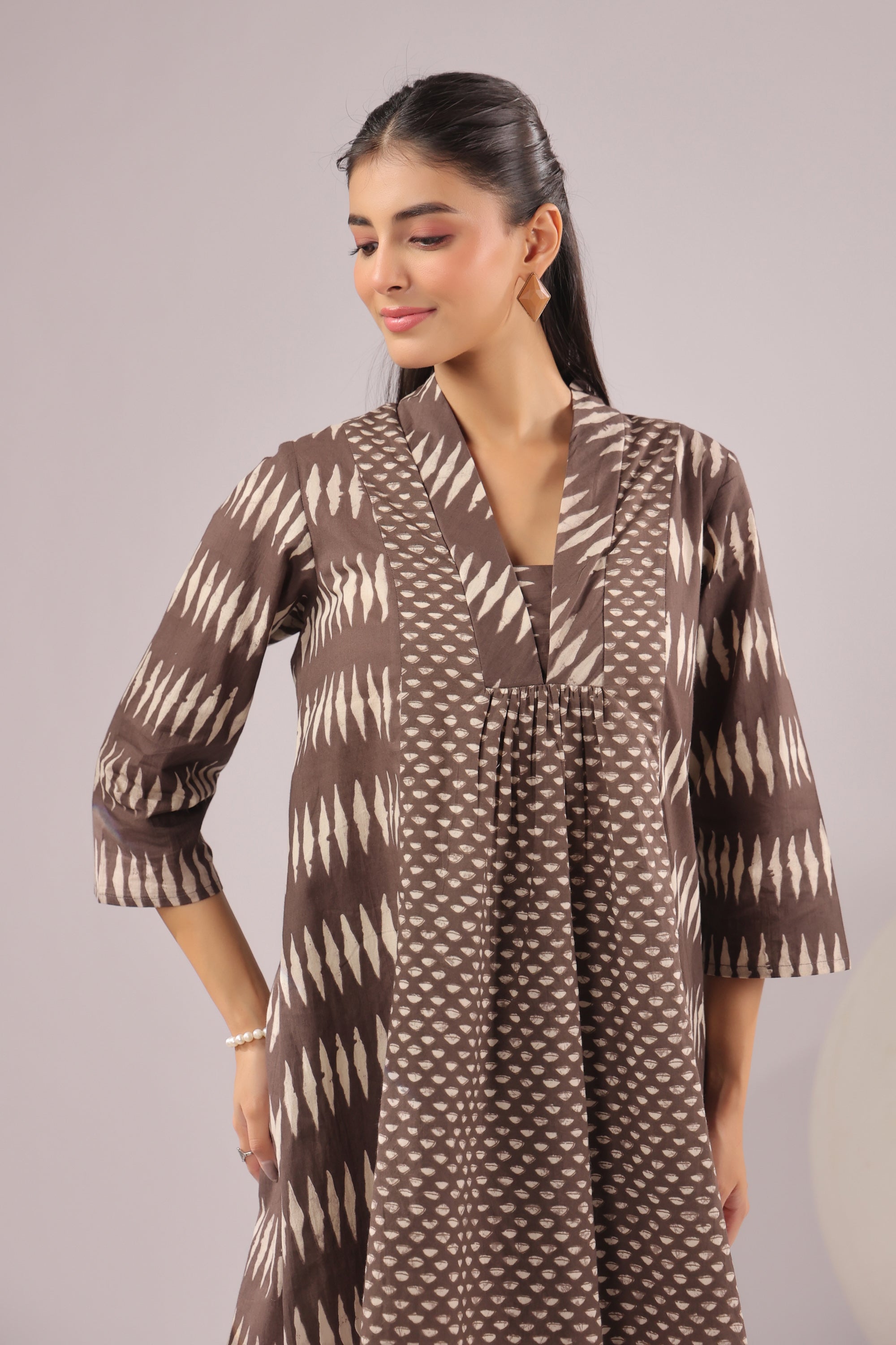 Mocha Mirage Printed Cotton Co-ord Set