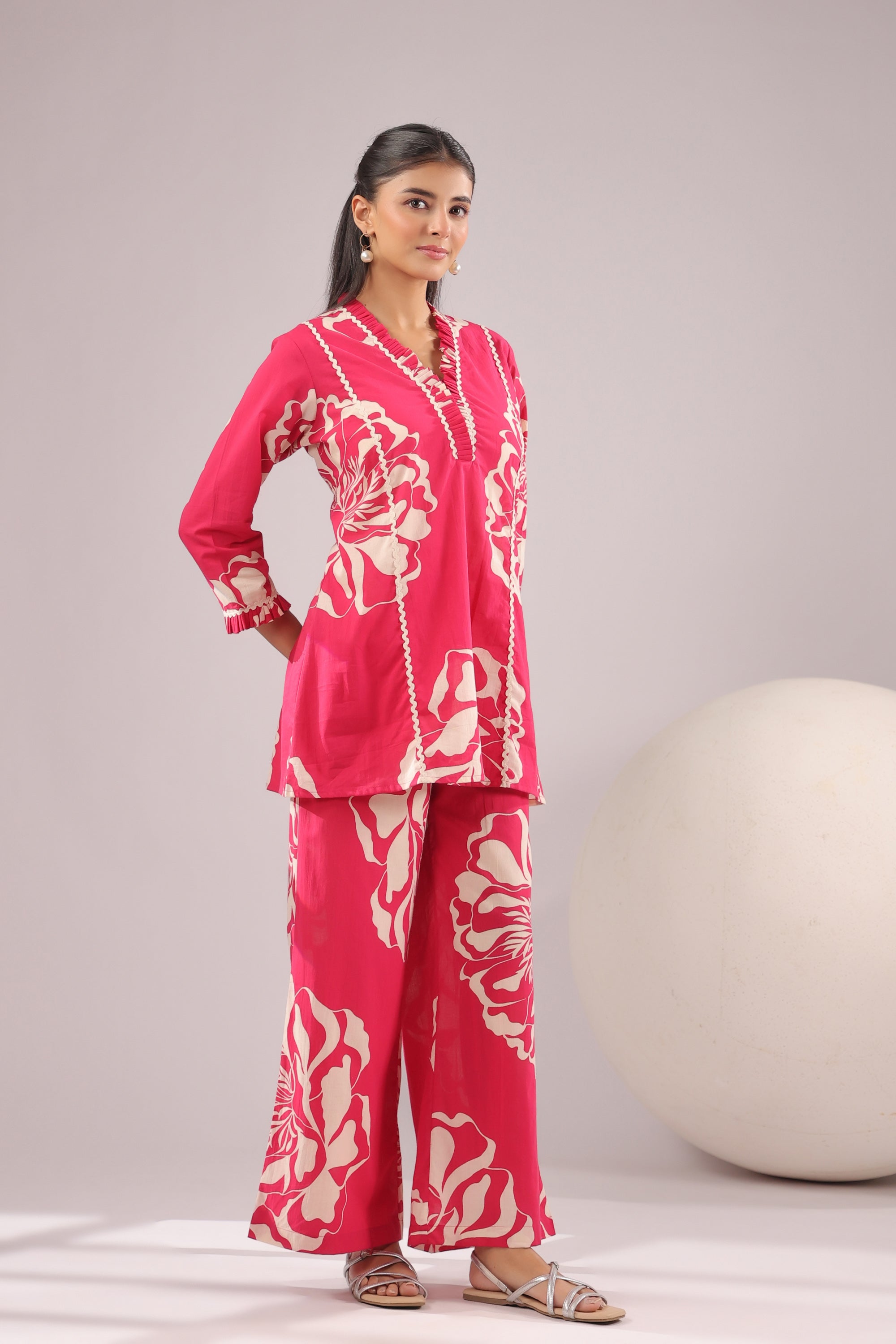 Fuchsia Bloom Printed Cotton Co-ord Set