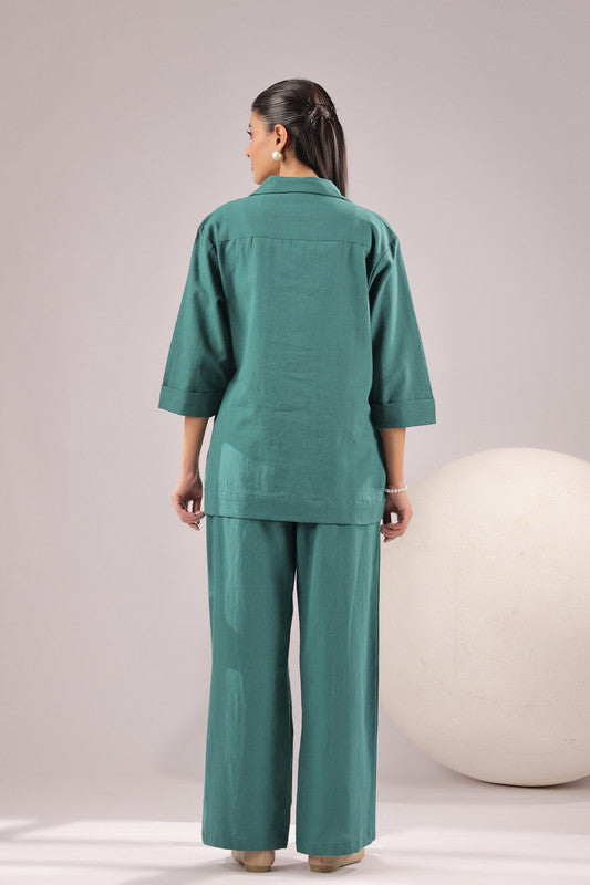 Emerald Ease Solid Cotton Flex Co-ord Set
