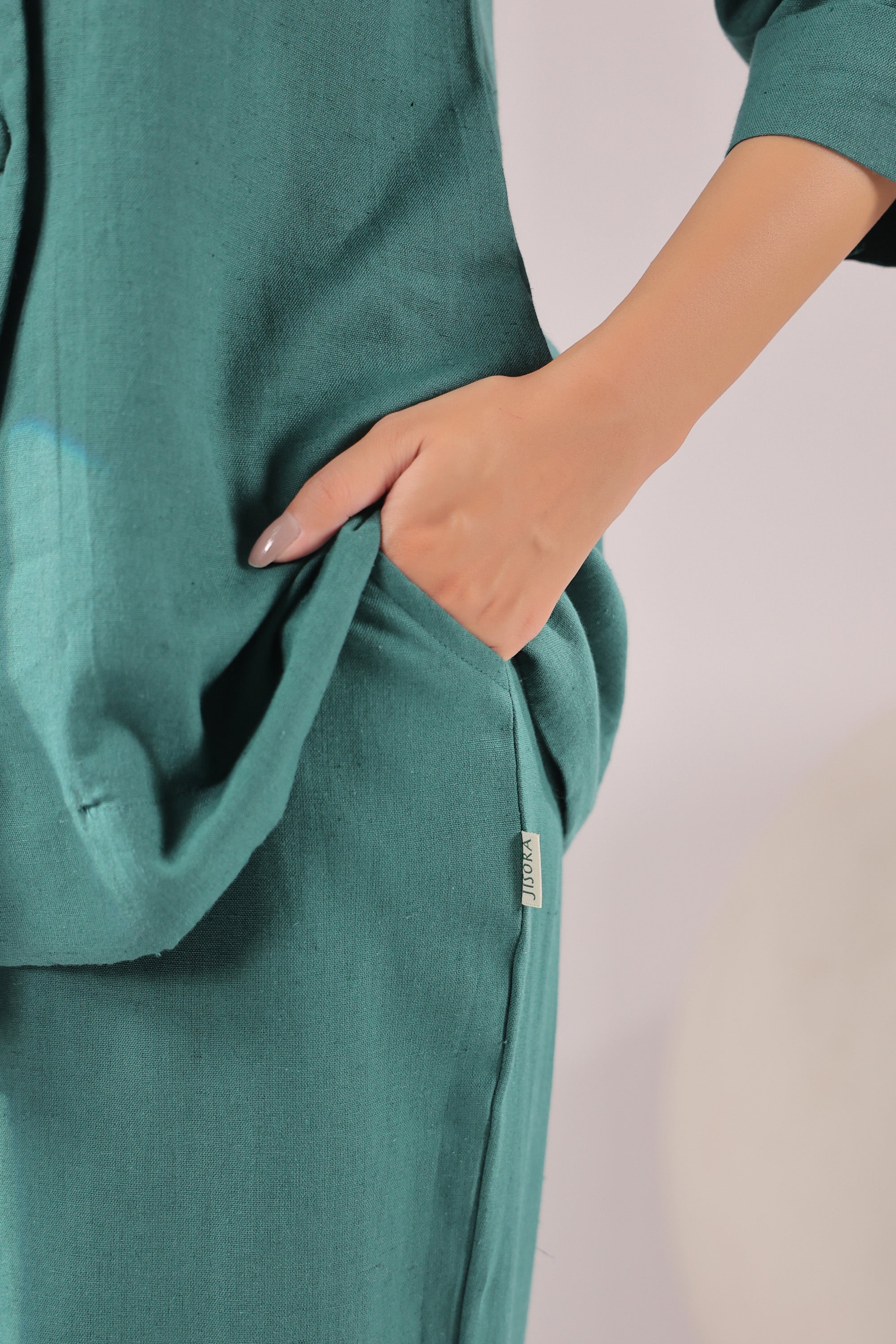 Emerald Ease Solid Cotton Flex Co-ord Set