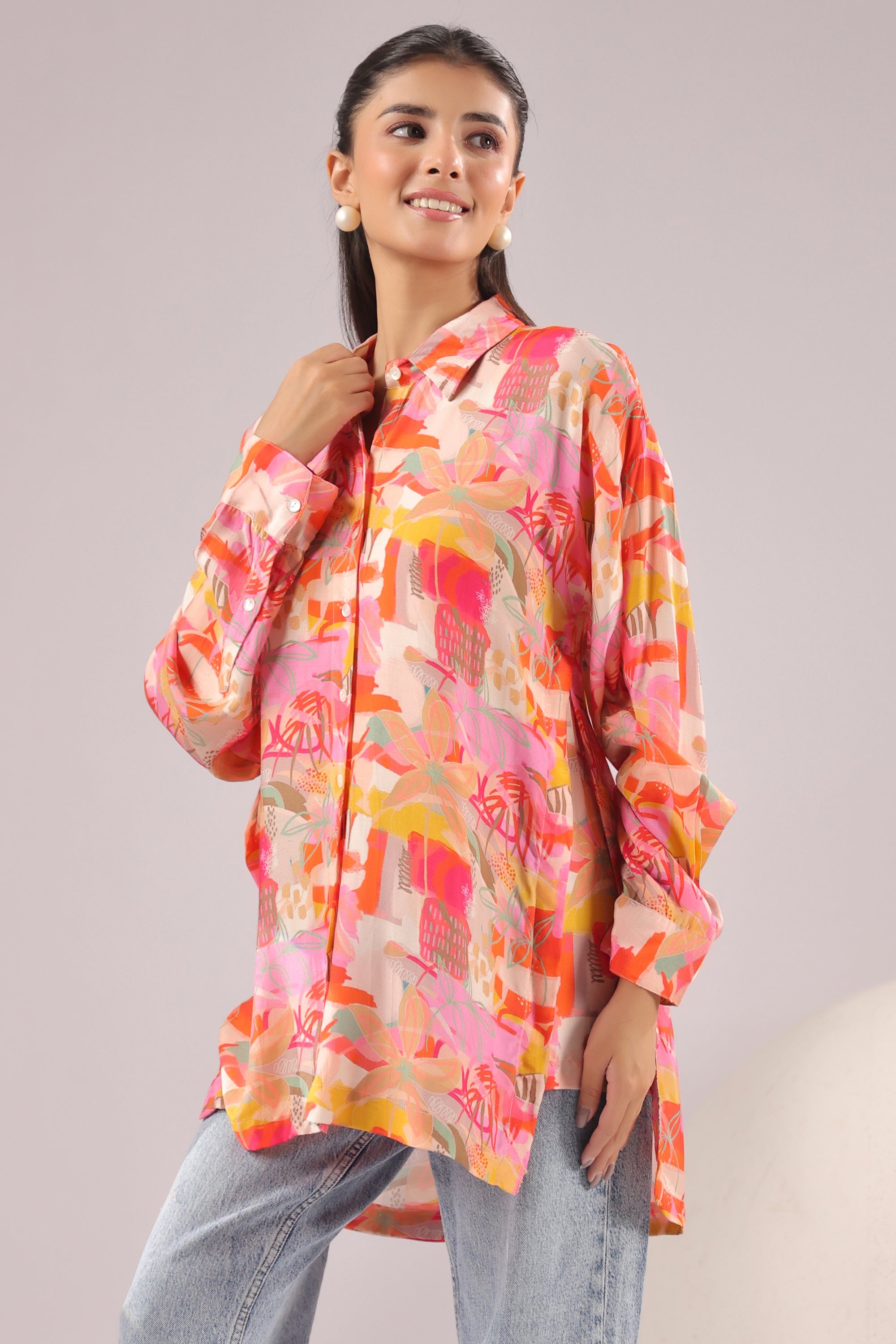 Sunset Mirage Printed Muslin Silk Shirt
