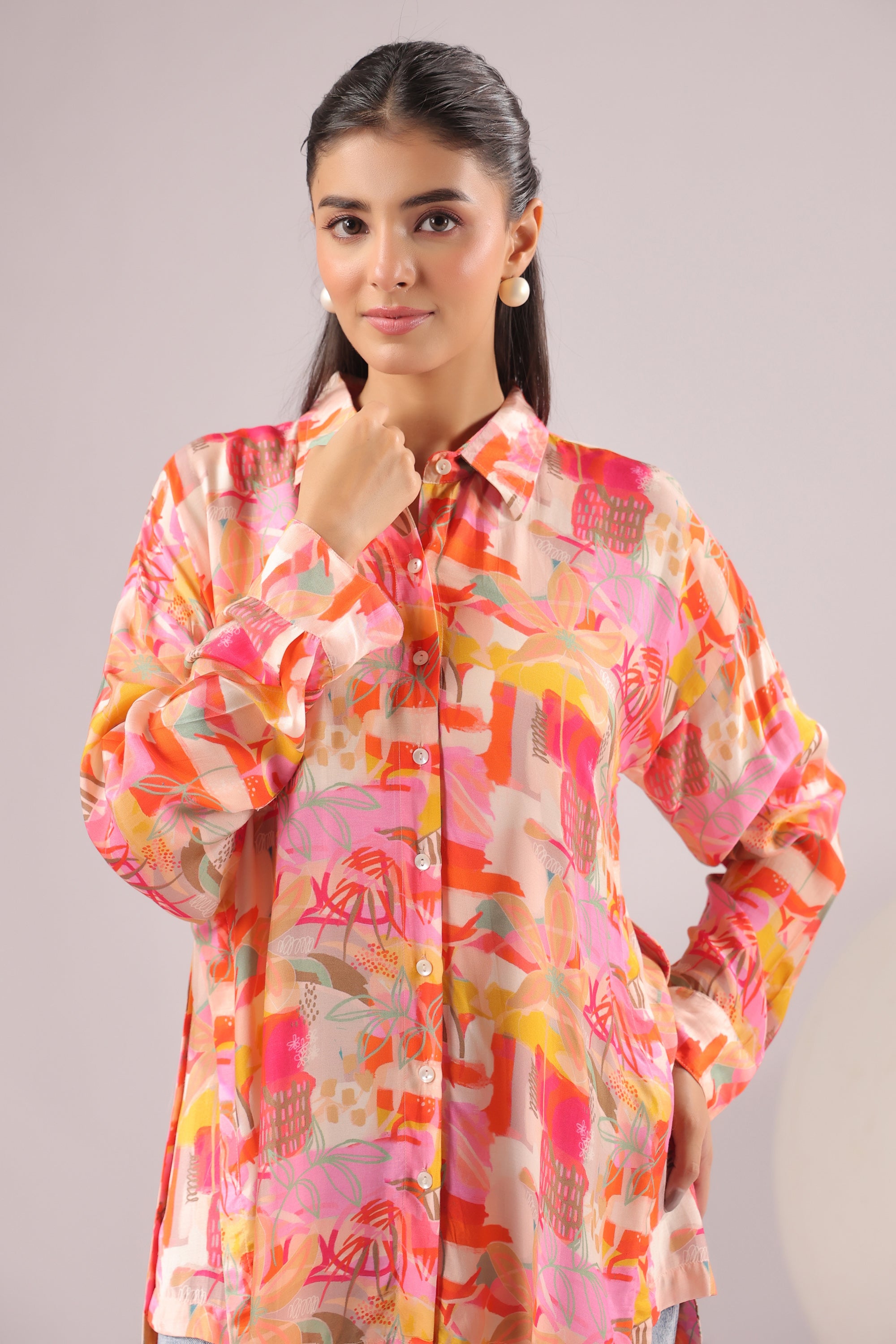 Sunset Mirage Printed Muslin Silk Shirt