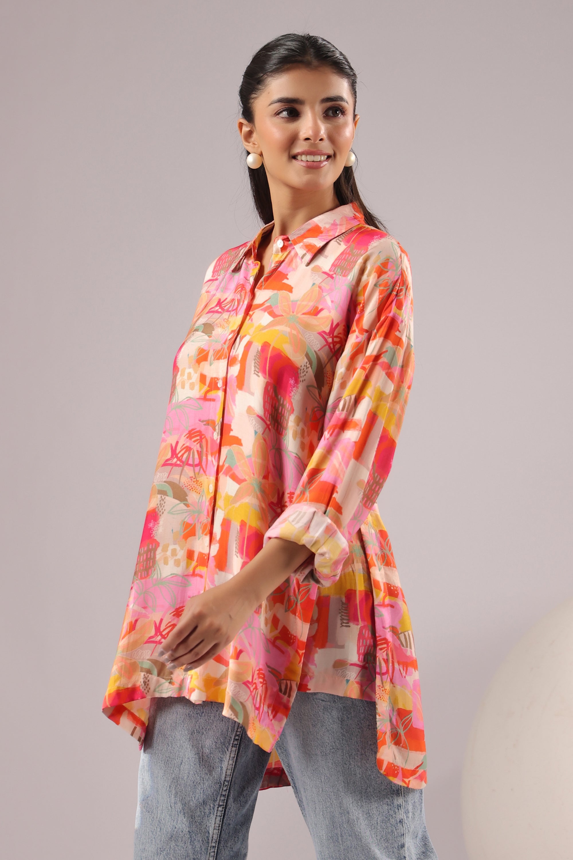 Sunset Mirage Printed Muslin Silk Shirt
