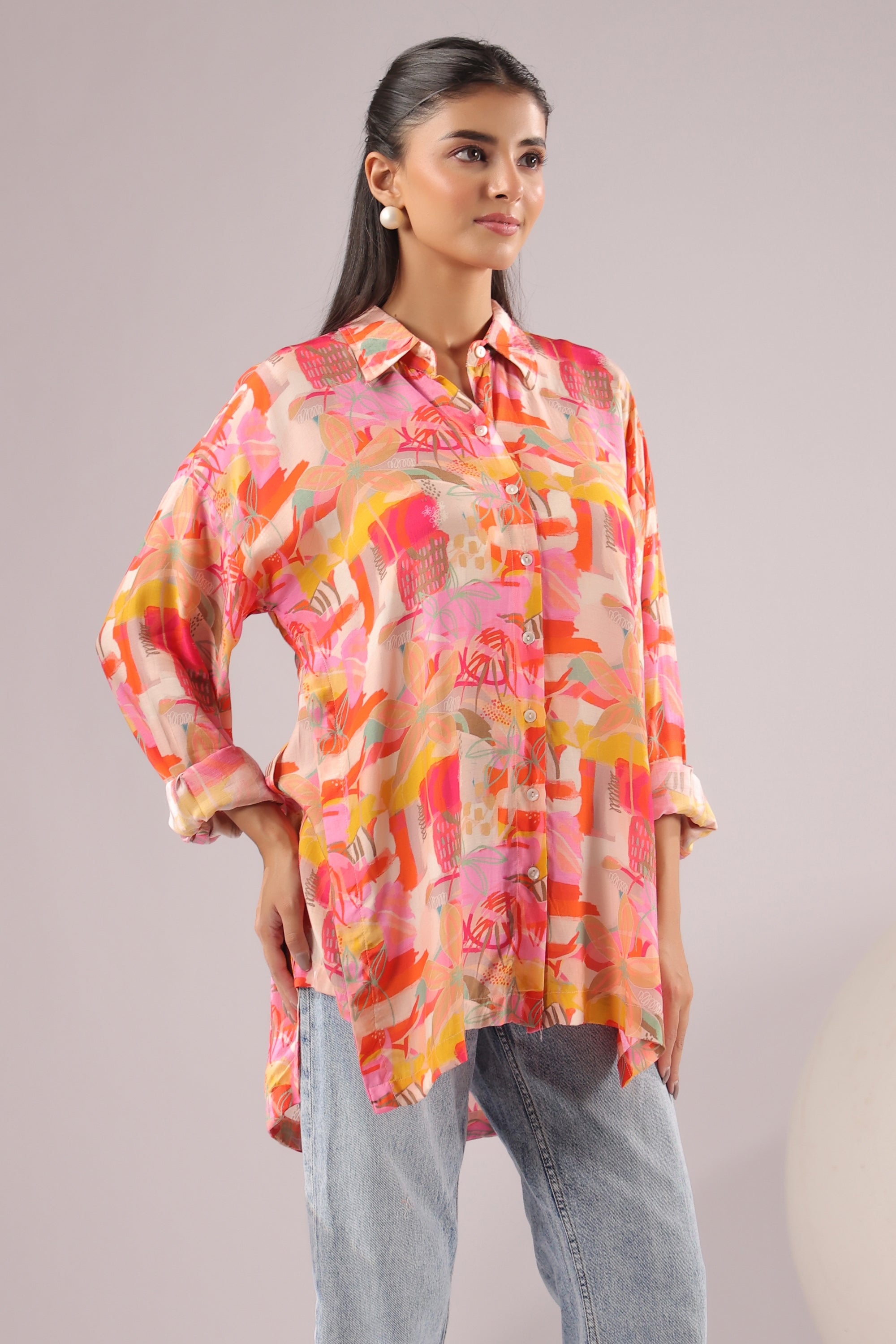Sunset Mirage Printed Muslin Silk Shirt