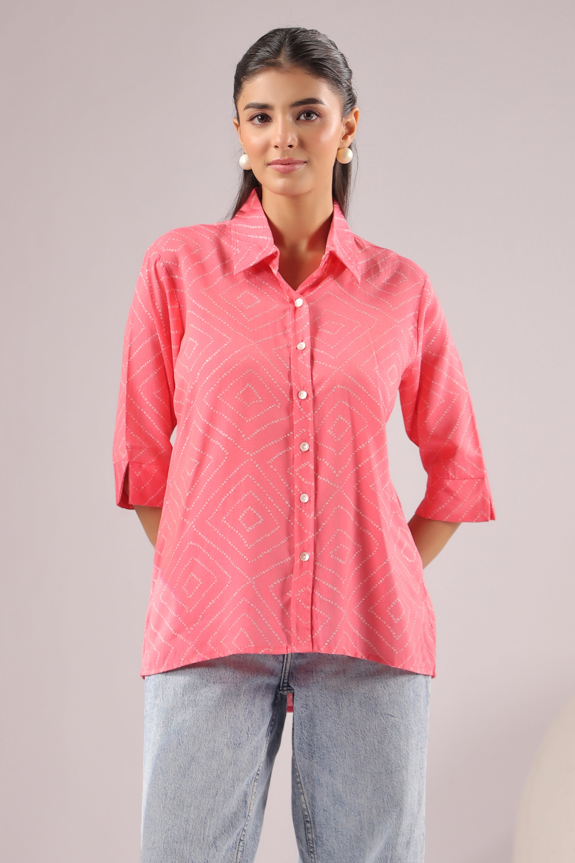 Coral Haze Printed Muslin Silk Shirt