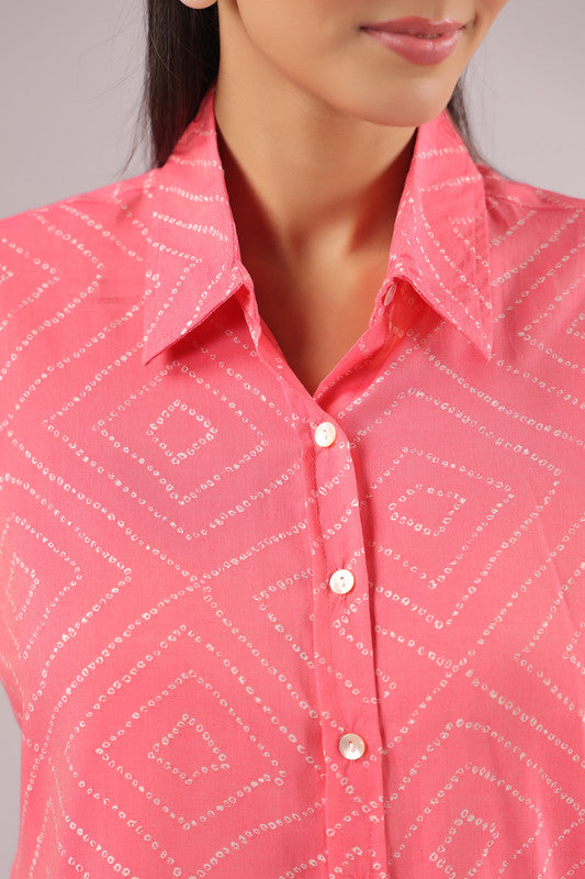 Coral Haze Printed Muslin Silk Shirt