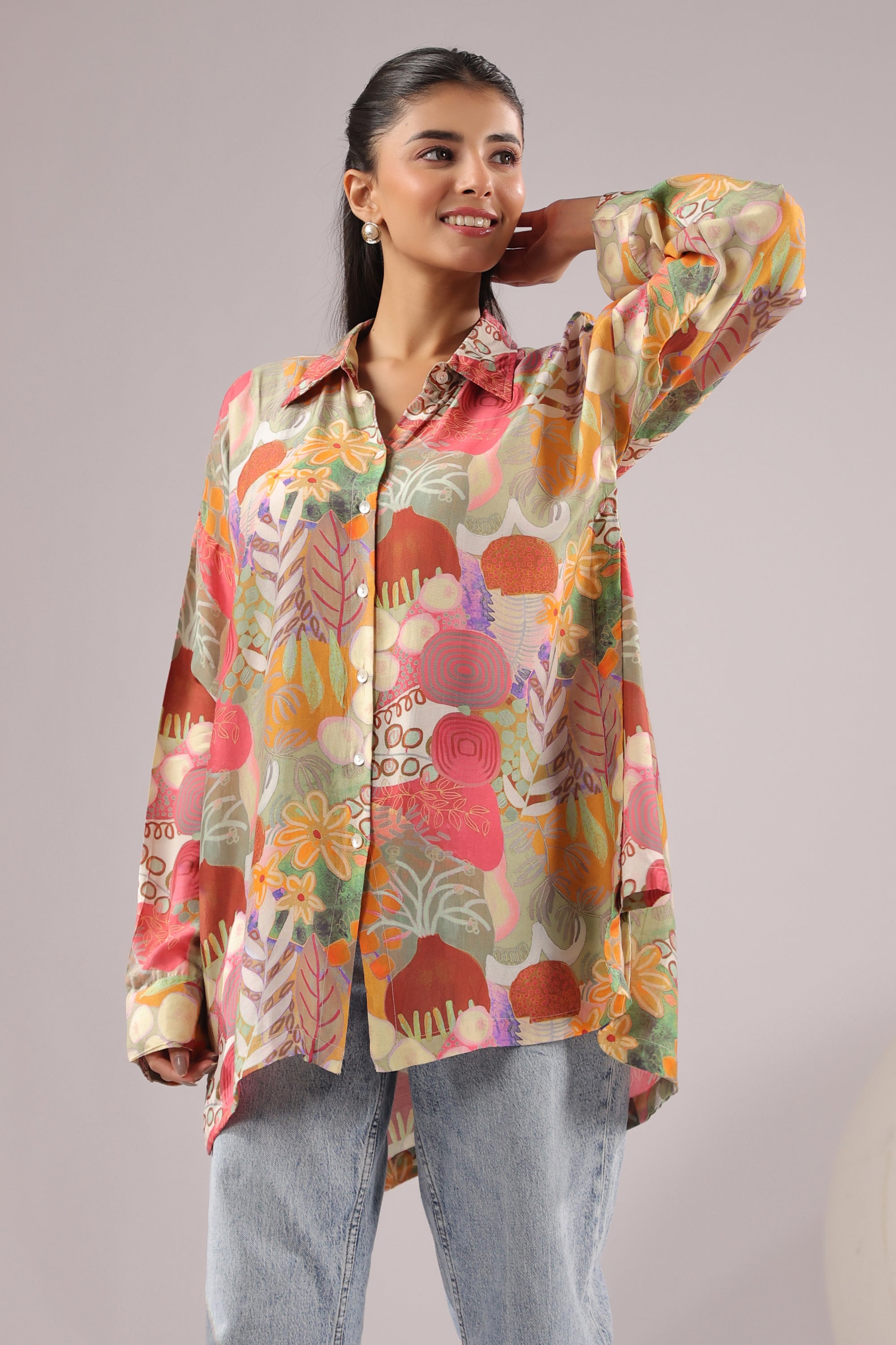 Botanic Muse Printed Muslin Silk Shirt