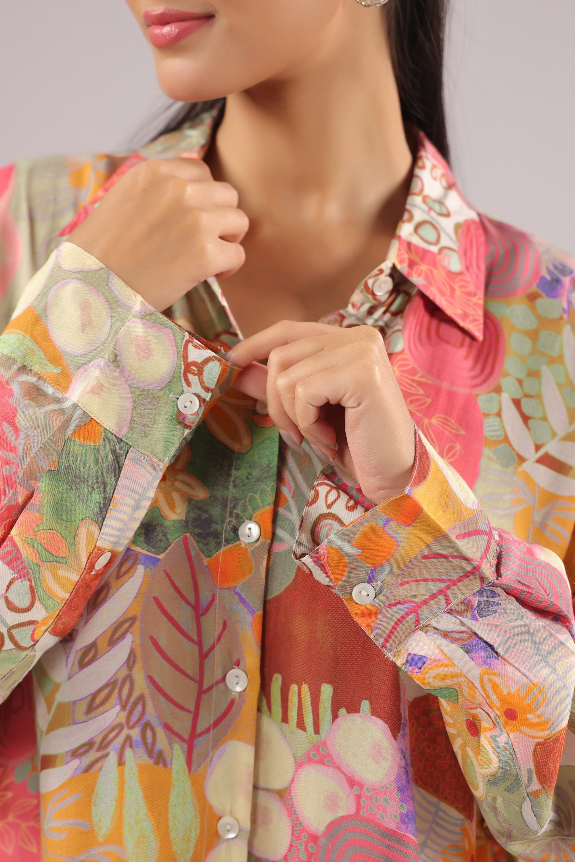 Botanic Muse Printed Muslin Silk Shirt