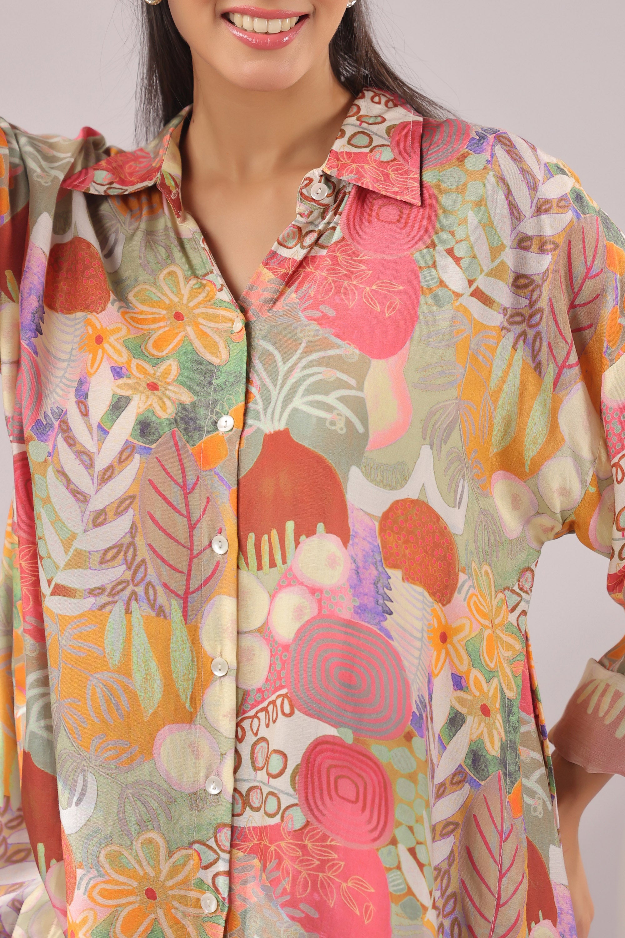 Botanic Muse Printed Muslin Silk Shirt