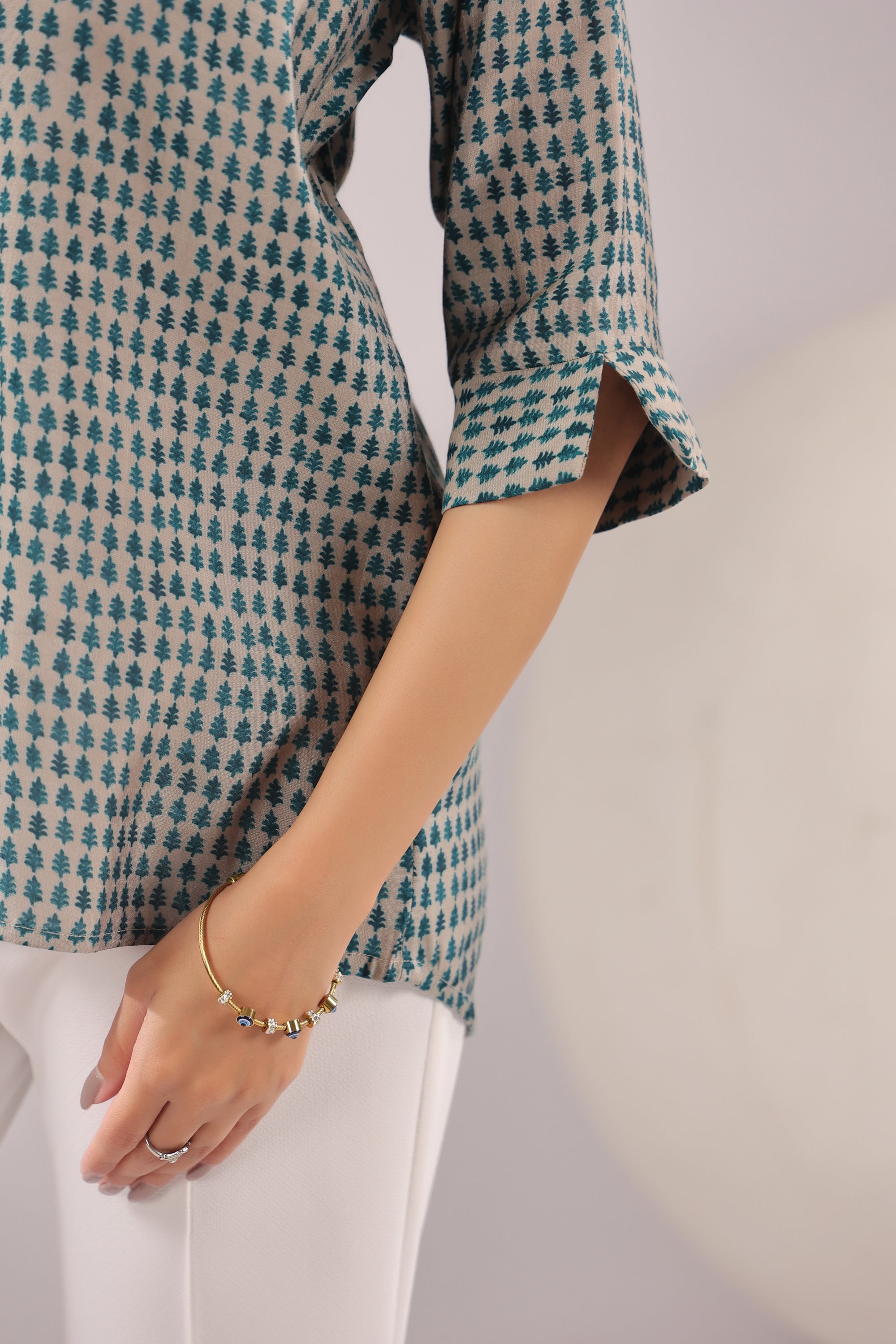 Olive Dusk Printed Muslin Silk Shirt