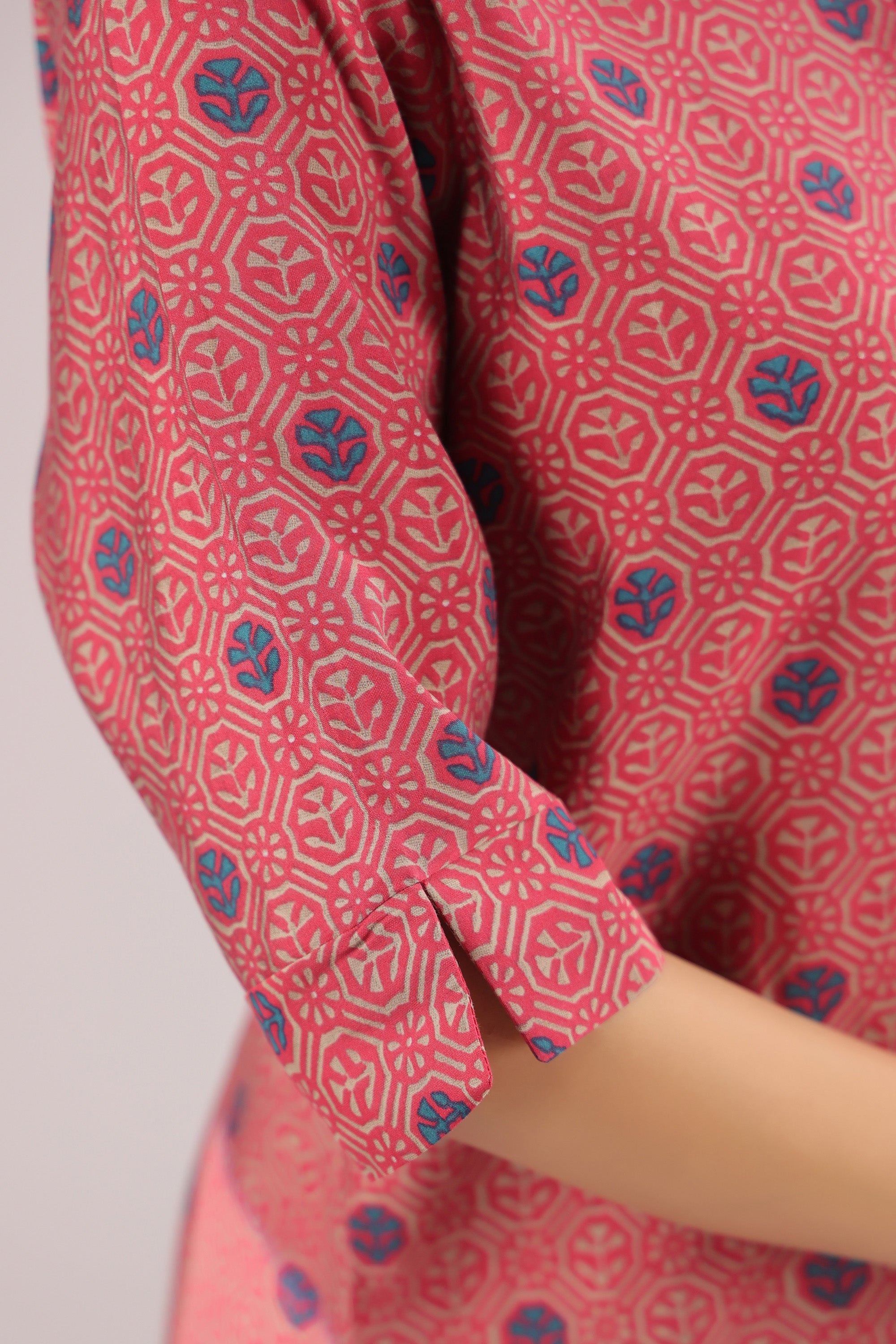 Crimson Spiral Printed Muslin Silk Shirt