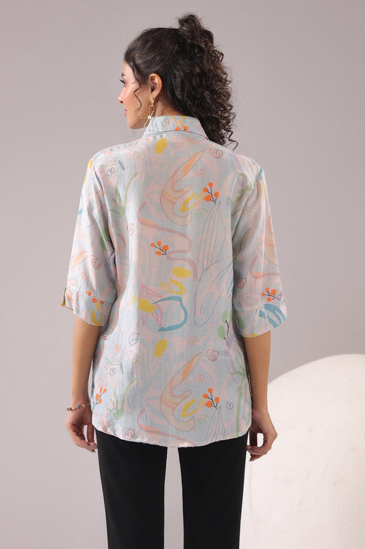 Tropical Muse Printed Muslin Silk Shirt