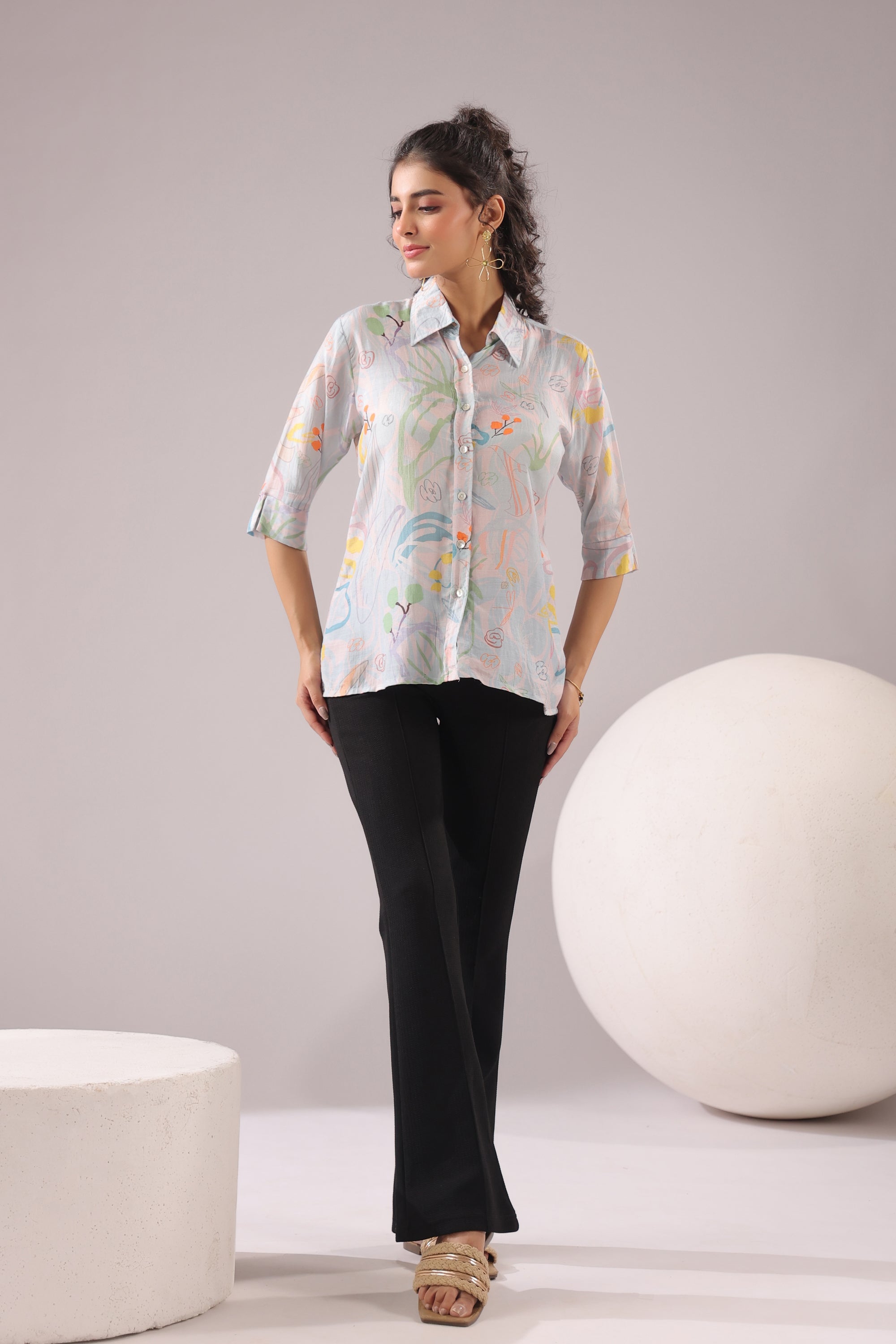 Tropical Muse Printed Muslin Silk Shirt
