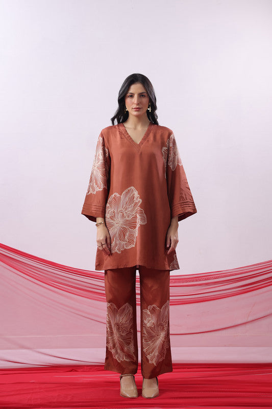 Rust Floral Printed Co-ord Set