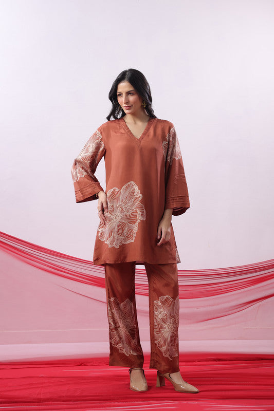 Rust Floral Printed Co-ord Set