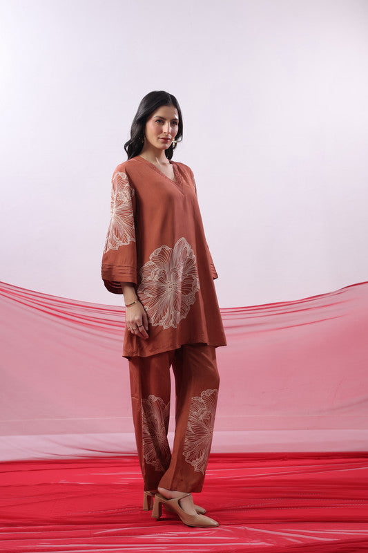 Rust Floral Printed Co-ord Set